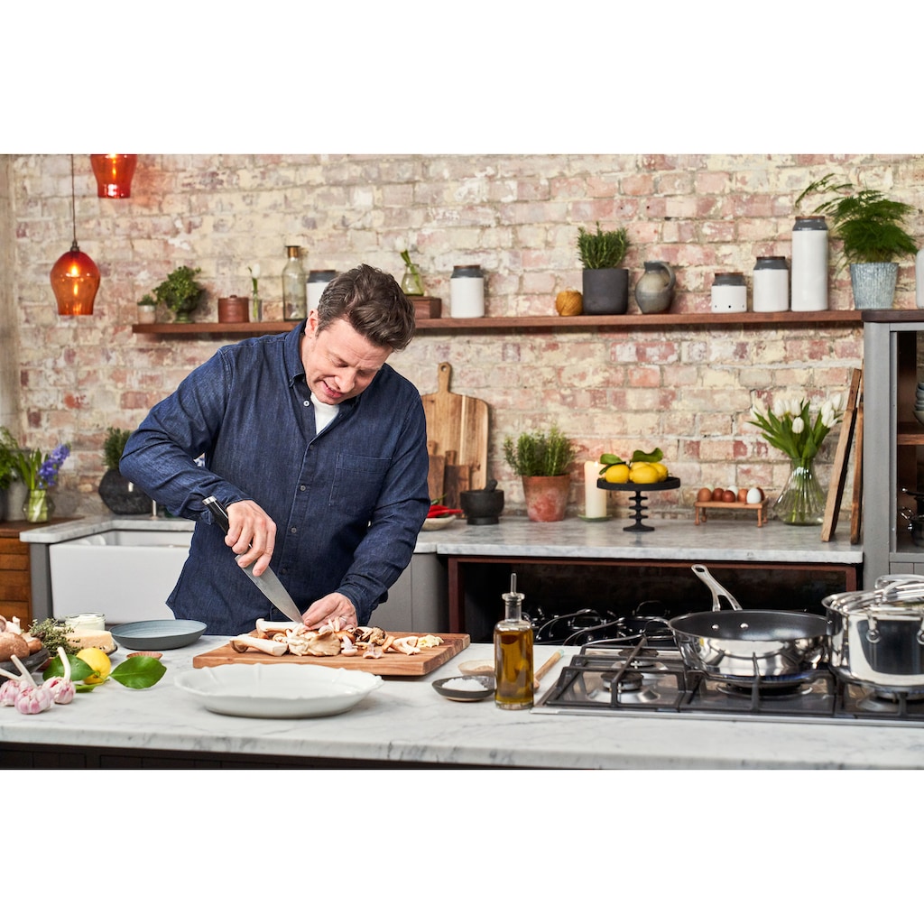 Tefal Topf-Set »E307S7 Jamie Oliver«, Edelstahl, (Set, 7 tlg., je 1x Bratentopf mit Deckel Ø 16/20/24 cm, 1x Stielkasserolle Ø 16 cm)