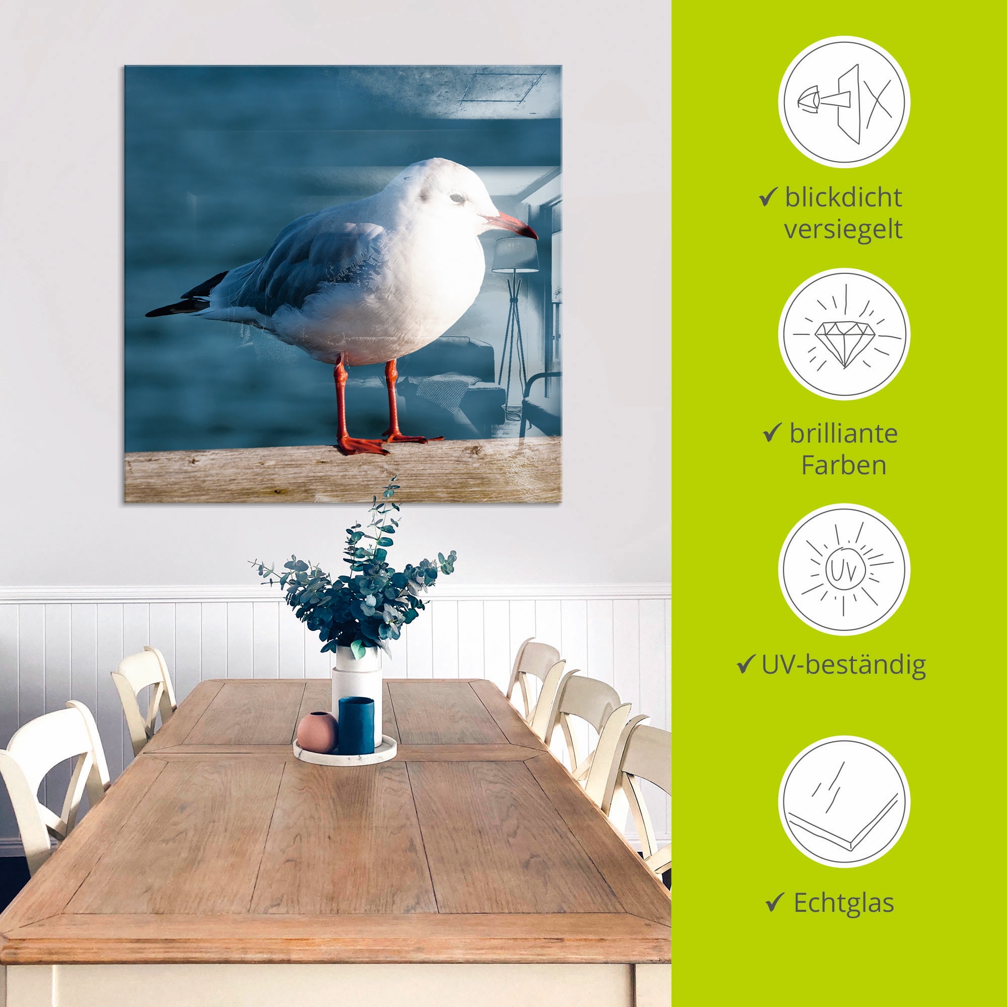 Artland Glasbild »Möwe«, Vögel, (1 St.), in verschiedenen Größen