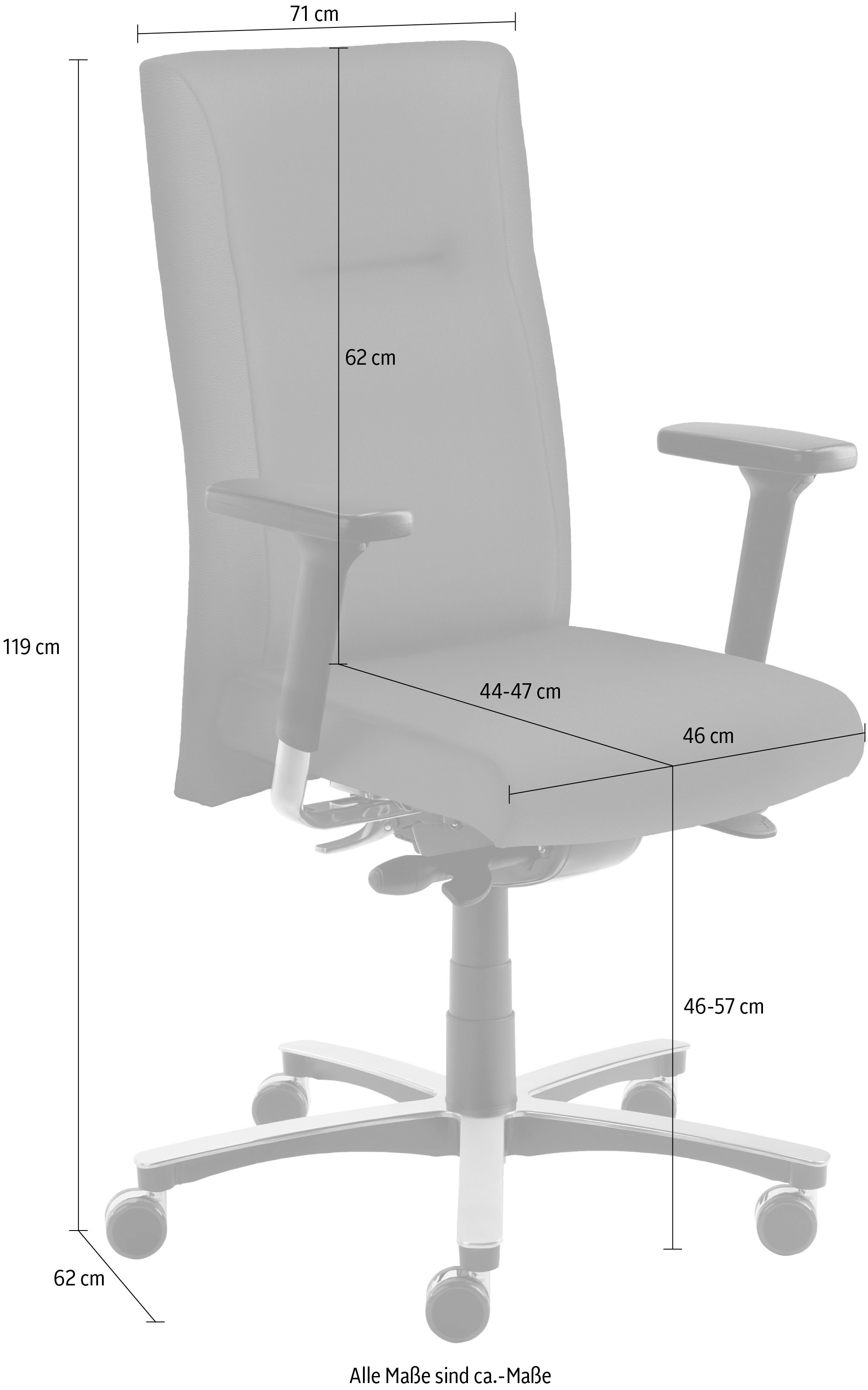 Mayer Sitzmöbel Bürostuhl, Echtleder, "MyNewVision XXL"