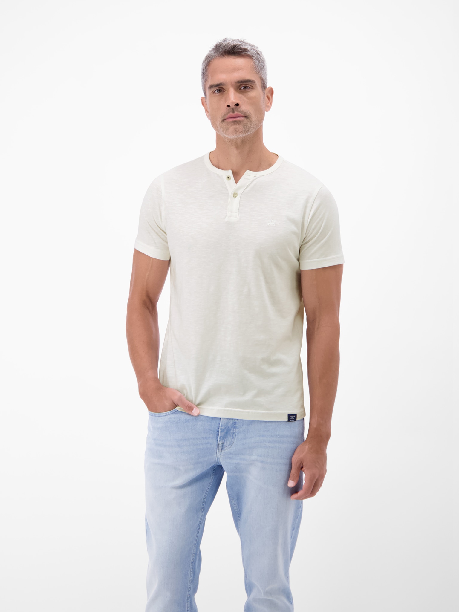 LERROS Kurzarmshirt mit Serafino-Kragen