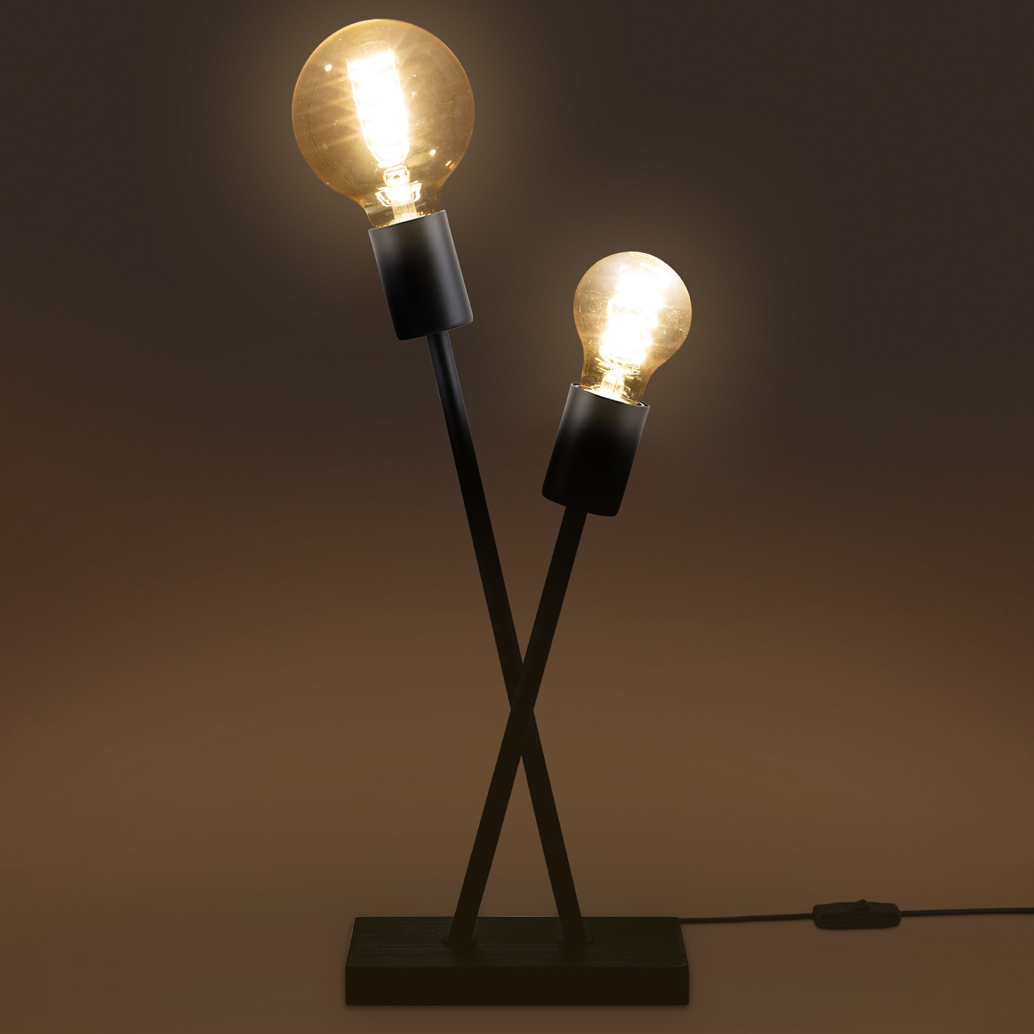 Paco Home Tischleuchte »IKS«, 2 flammig, Leuchtmittel E27 | ohne Leuchtmittel, Stehlampe LED Lampe Wohnzimmer Vintage Retro Industrial Design E27