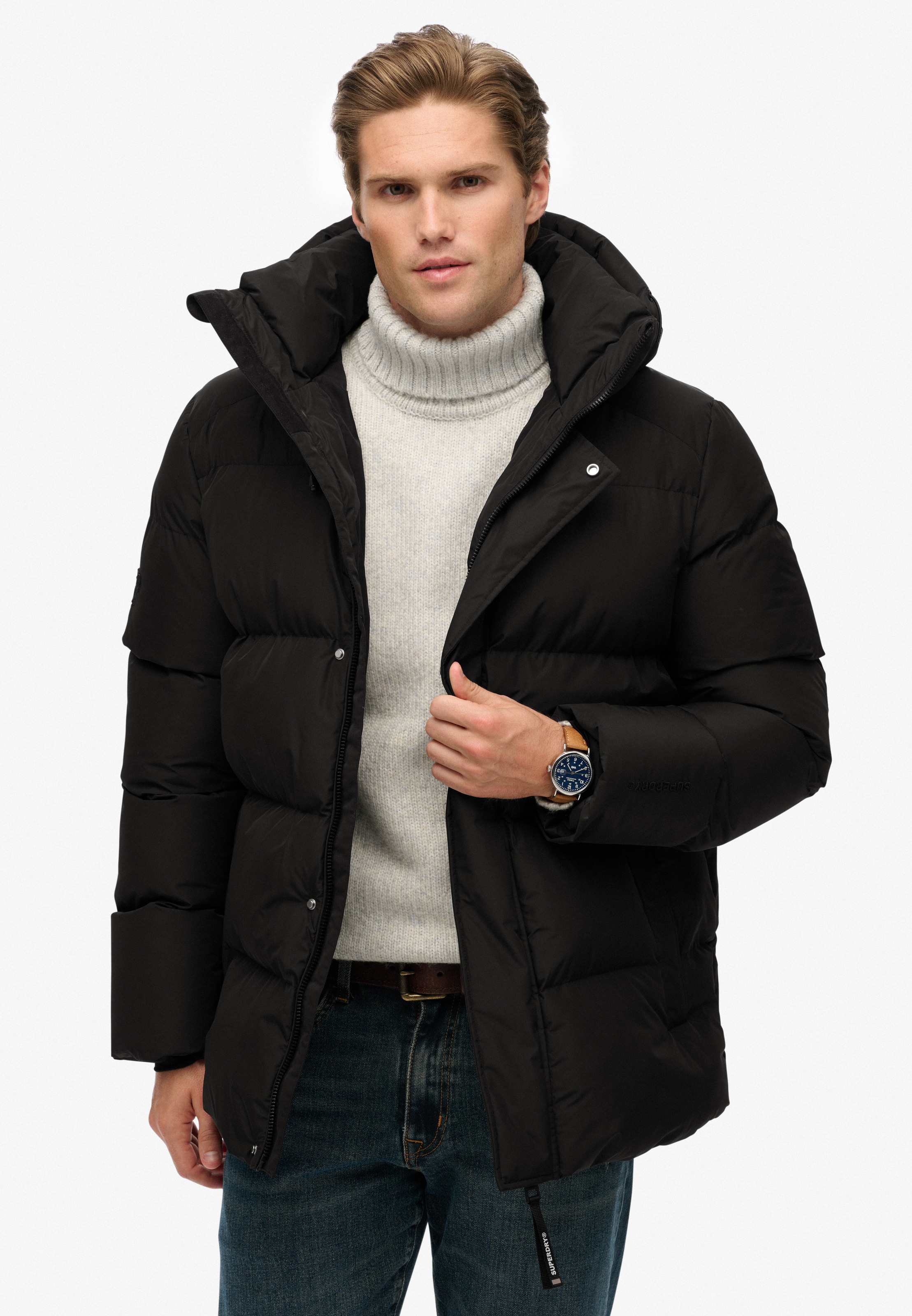 Superdry Steppjacke »HOODED 5 BAFFLE SPORTS PUFFER« mit Kapuze Kunstfaser, relaxed fit