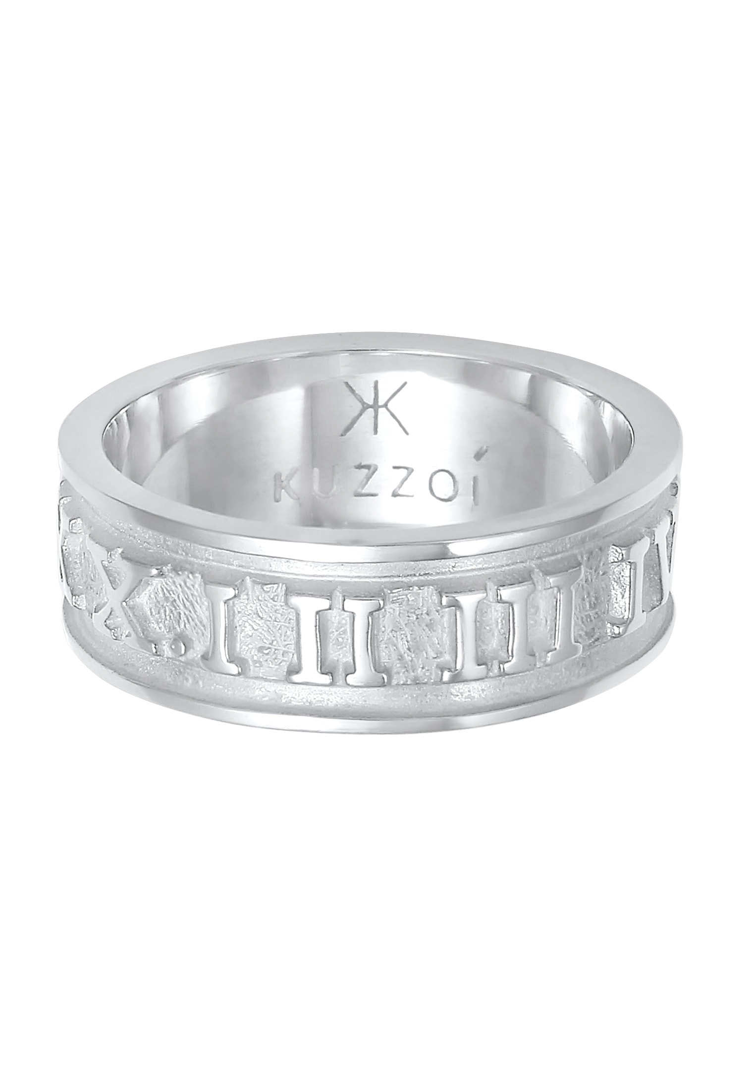 Kuzzoi Silberring »Ring Herren Bandring Römische Zahlen 925 Silber«