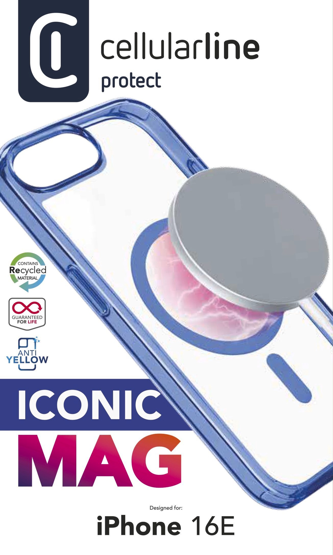 Cellularline Handyhülle »Iconic MAG MagSafe Case für Apple iPhone 16e«, Apple iPhone 16e, Backcover, Schutzhülle, Handyschutzhülle, Case, Schutzcase, stoßfest