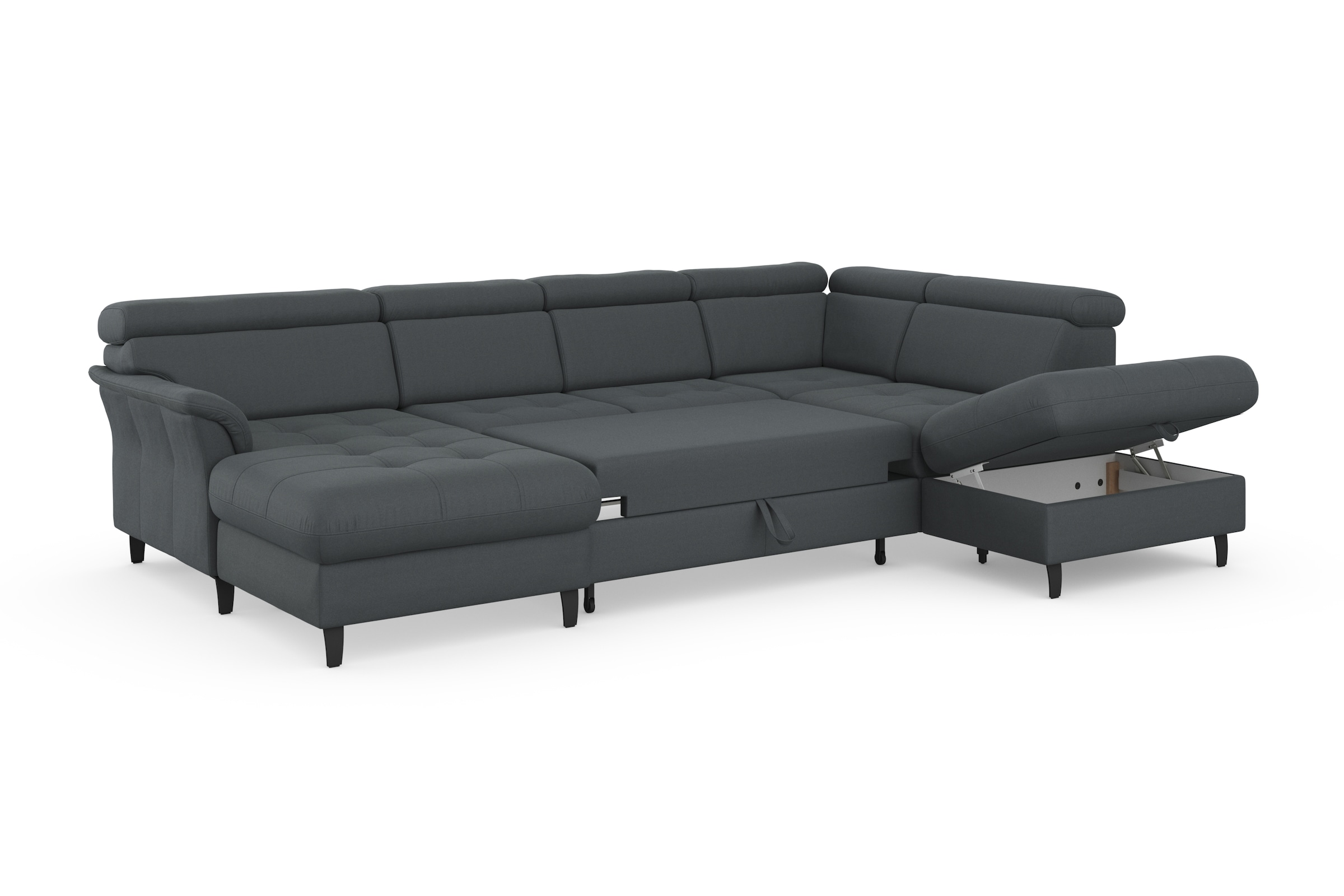 sit&more Wohnlandschaft »Marano U-Form«, inklusive Kopfteilverstellung, wahlweise mit Bettfunktion, Bettkasten