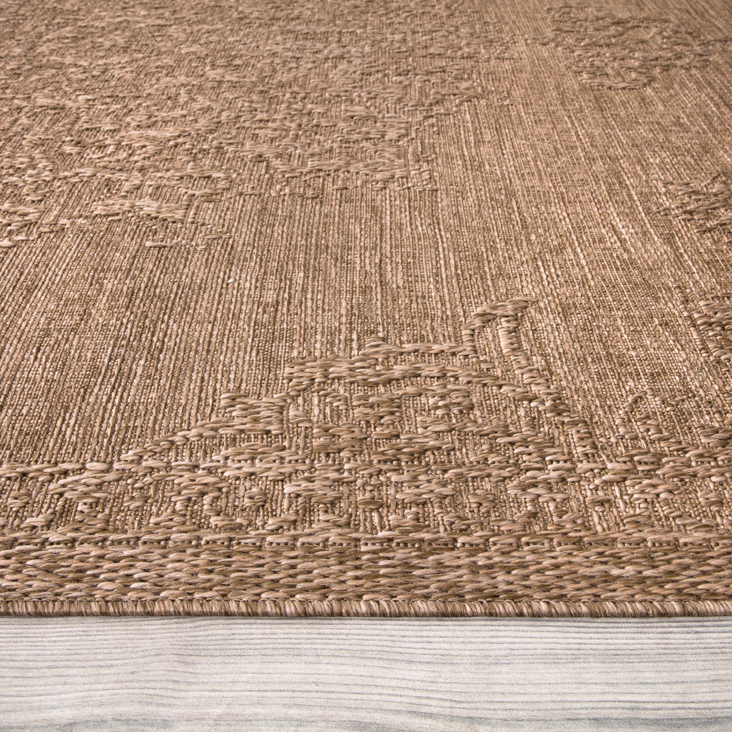 Paco Home Teppich »Rimini 412«, rechteckig, 4 mm Höhe, Flachgewebe, Uni Farben, Hoch-Tief Effekt, In- und Outdoor geeignet