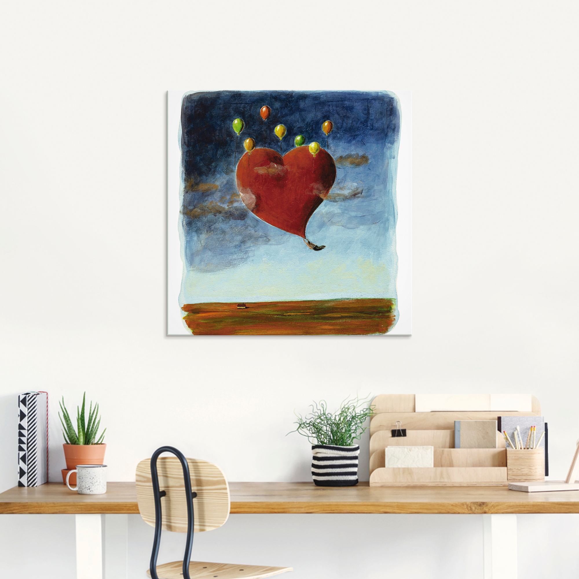 Artland Glasbild »Fliegendes Herz«, Herzen, (1 St.), in verschiedenen Größen