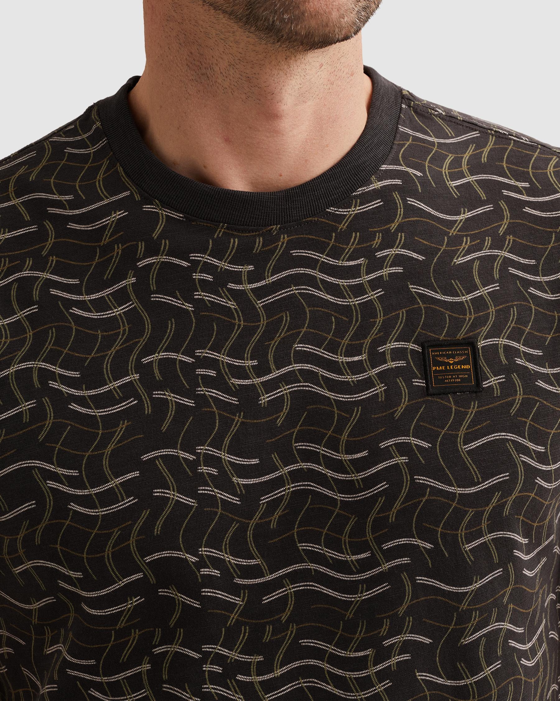PME LEGEND Kurzarmshirt »T-shirt RH slub jersey alloverprint« gemustert, mit Logo-Badge