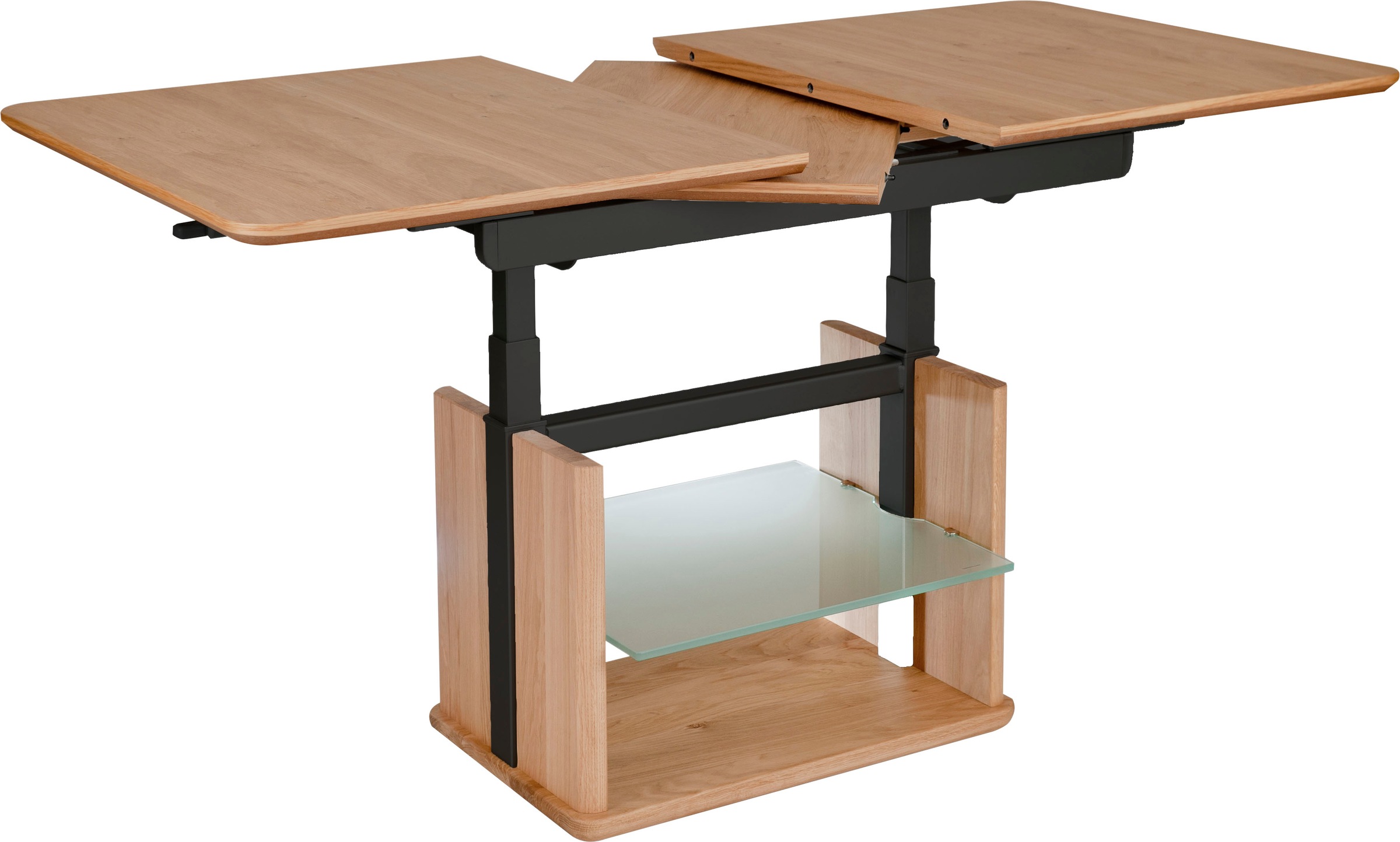 Vierhaus Couchtisch, Platte wildeiche furniert, Ablageboden Glas schwarz