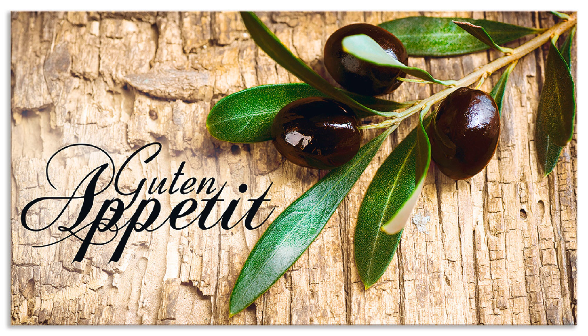 Artland Küchenrückwand »Oliven Guten Appetit«, (1 tlg.), selbstklebend in vielen Größen - Spritzschutz Küche hinter Herd u. Spüle als Wandschutz vor Fett, Wasser u. Schmutz - Rückwand, Wandverkleidung aus Alu