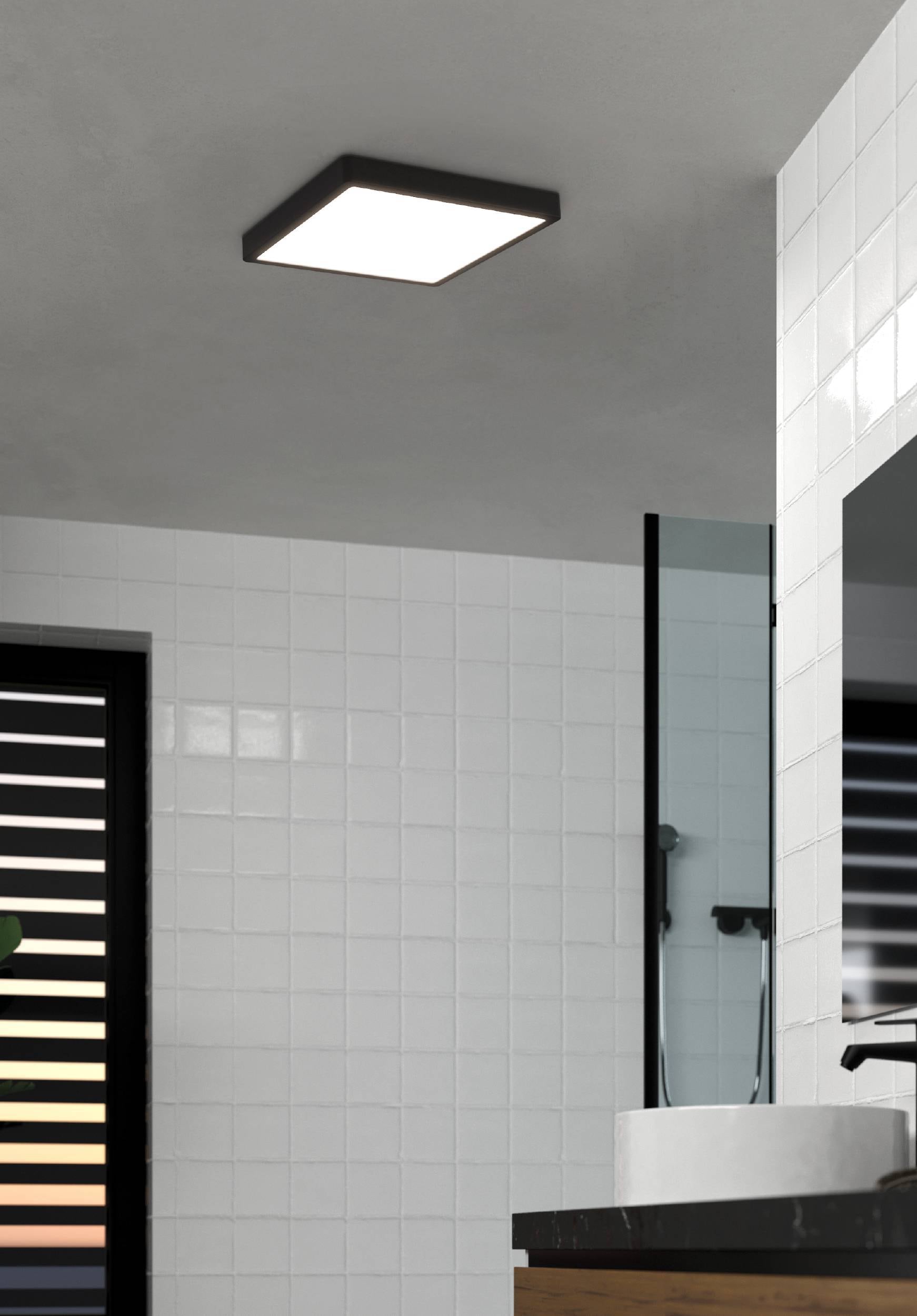 EGLO Aufbauleuchte »Fueva 5 Deckenleuchte, Aufbaulampe, Flurlampe, schwarz, weiß, Lampe« LED-Modul 1 Stk. Warmweiß Ø 28,5 cm, Aufbauleuchte, Bad-Deckenlampe, LED Aufbaulampe, IP44