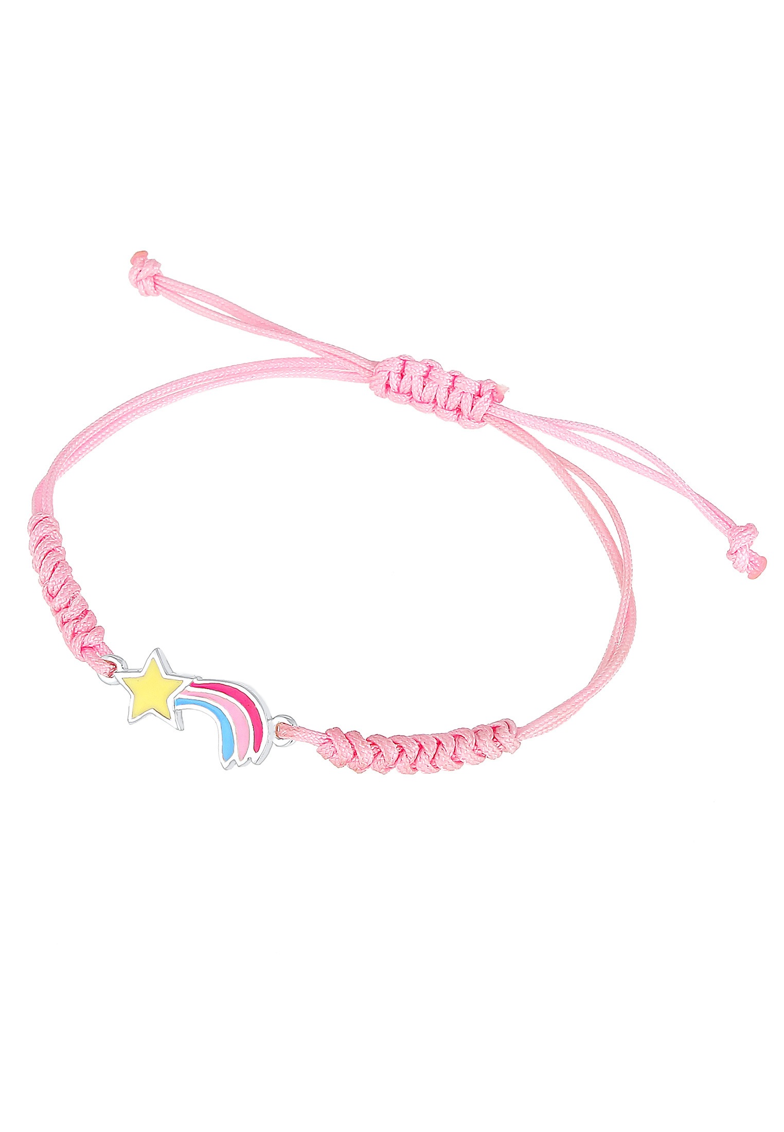 Elli Armkette »Armband Regenbogen Rosa Nylon 925 Sterling Silber«