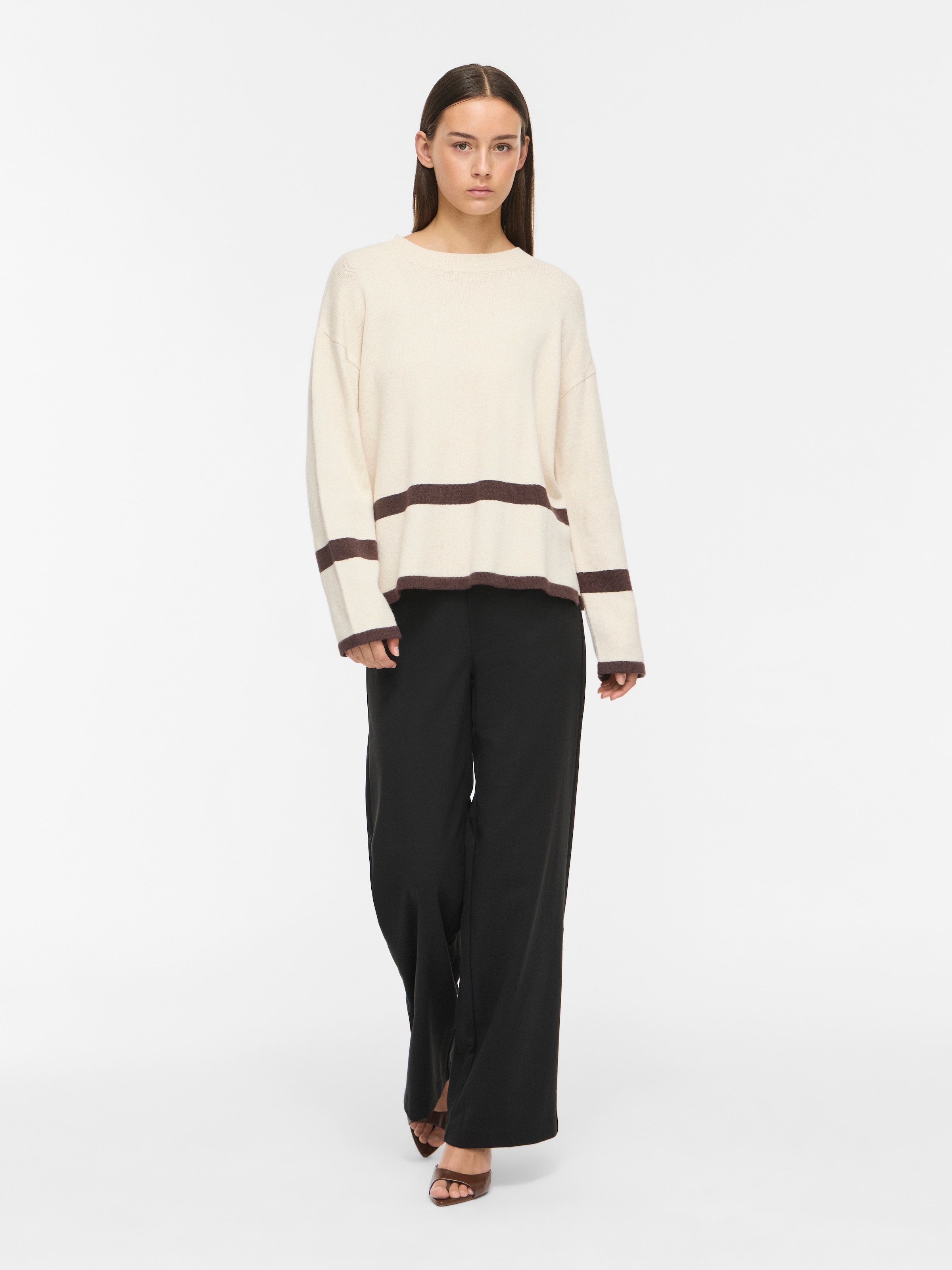 Vila Rundhalspullover »VIRIL O-NECK OVERSIZE L/S KNIT TOP- NOOS« Materialmix, oversize