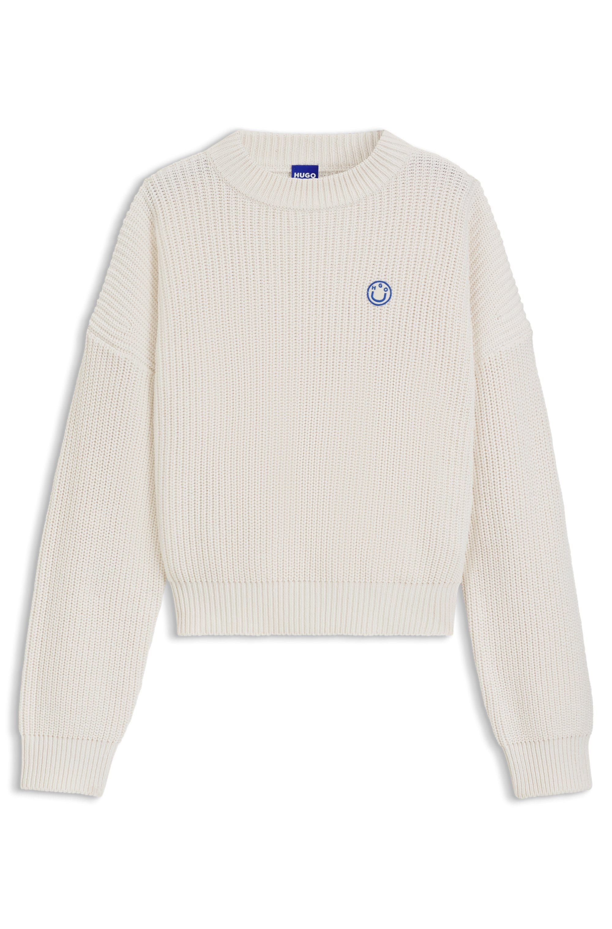 HUGO Blue Strickpullover »Slogery«, mit "Happy Hugo" Badge