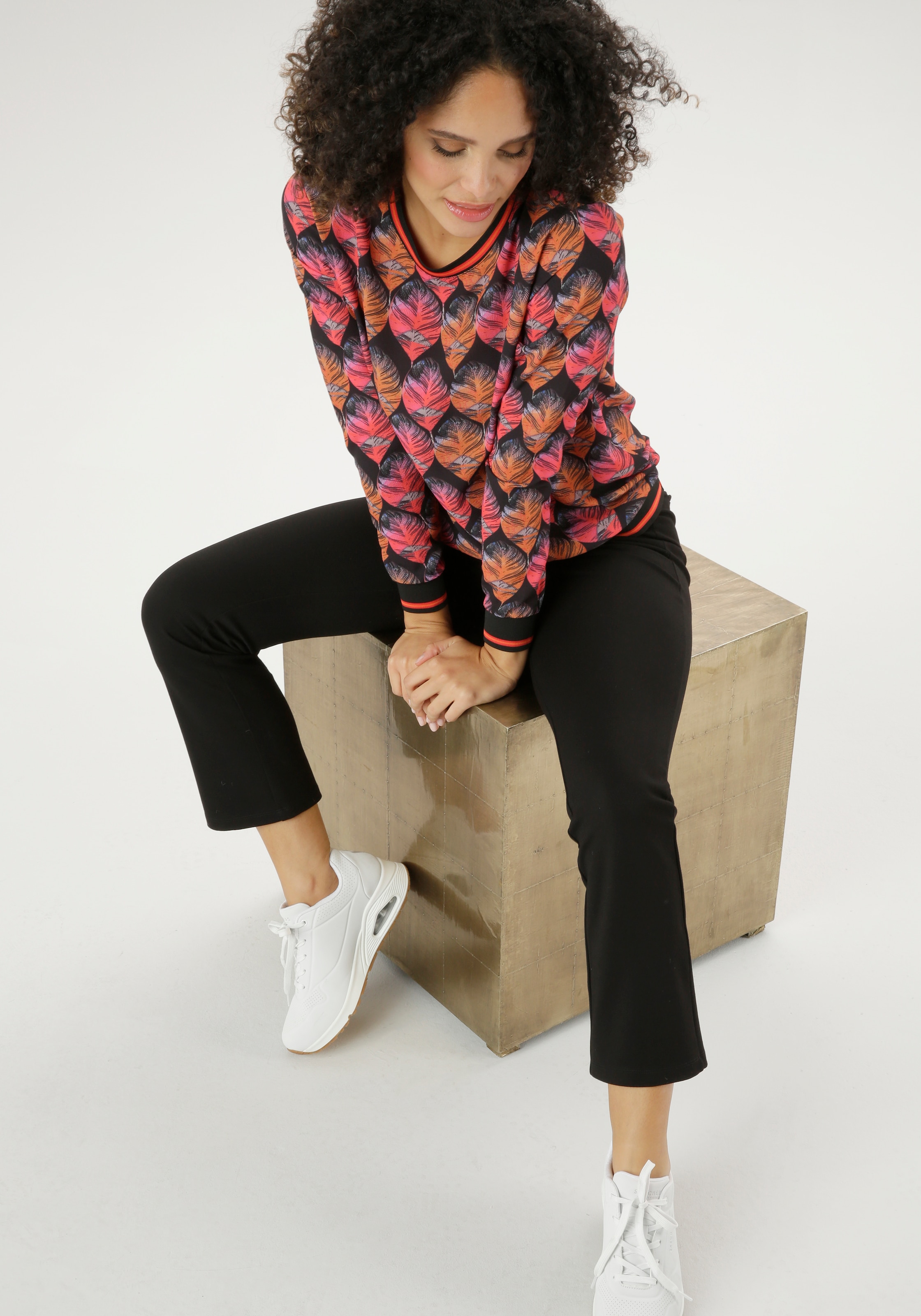 Aniston SELECTED Shirtbluse, mit gestreiften Bündchen online bei OTTO