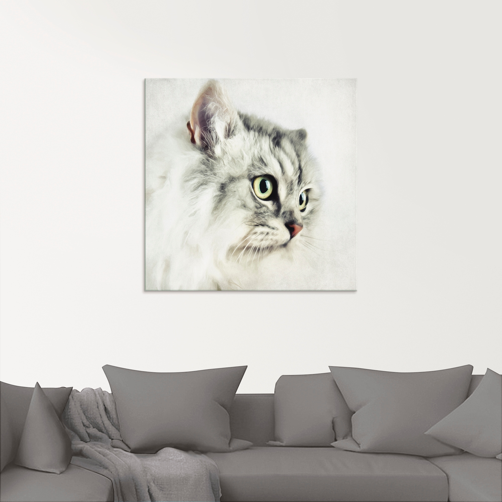 Artland Glasbild »Katzenporträt weiß«, Haustiere, (1 St.), in verschiedenen Größen
