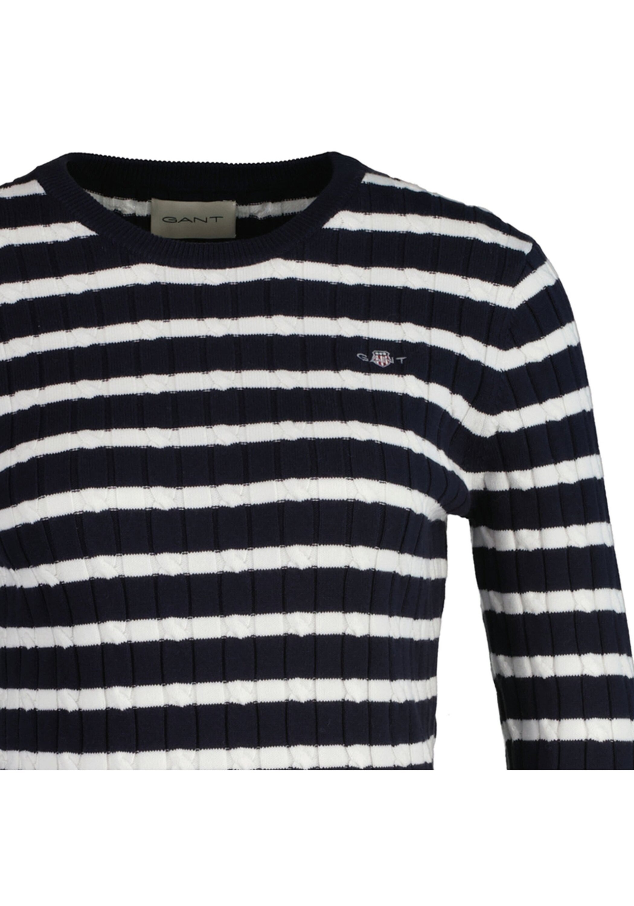 Gant Sweater »Strickpullover STRETCH COTTON CABLE STRIPE C-NECK«