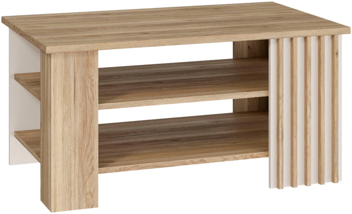 FORTE Couchtisch »Forte Arank Coffee Table 100x50, 2 Ablageböden« B/H/T 100/50/60 cm, Lamellenoptik