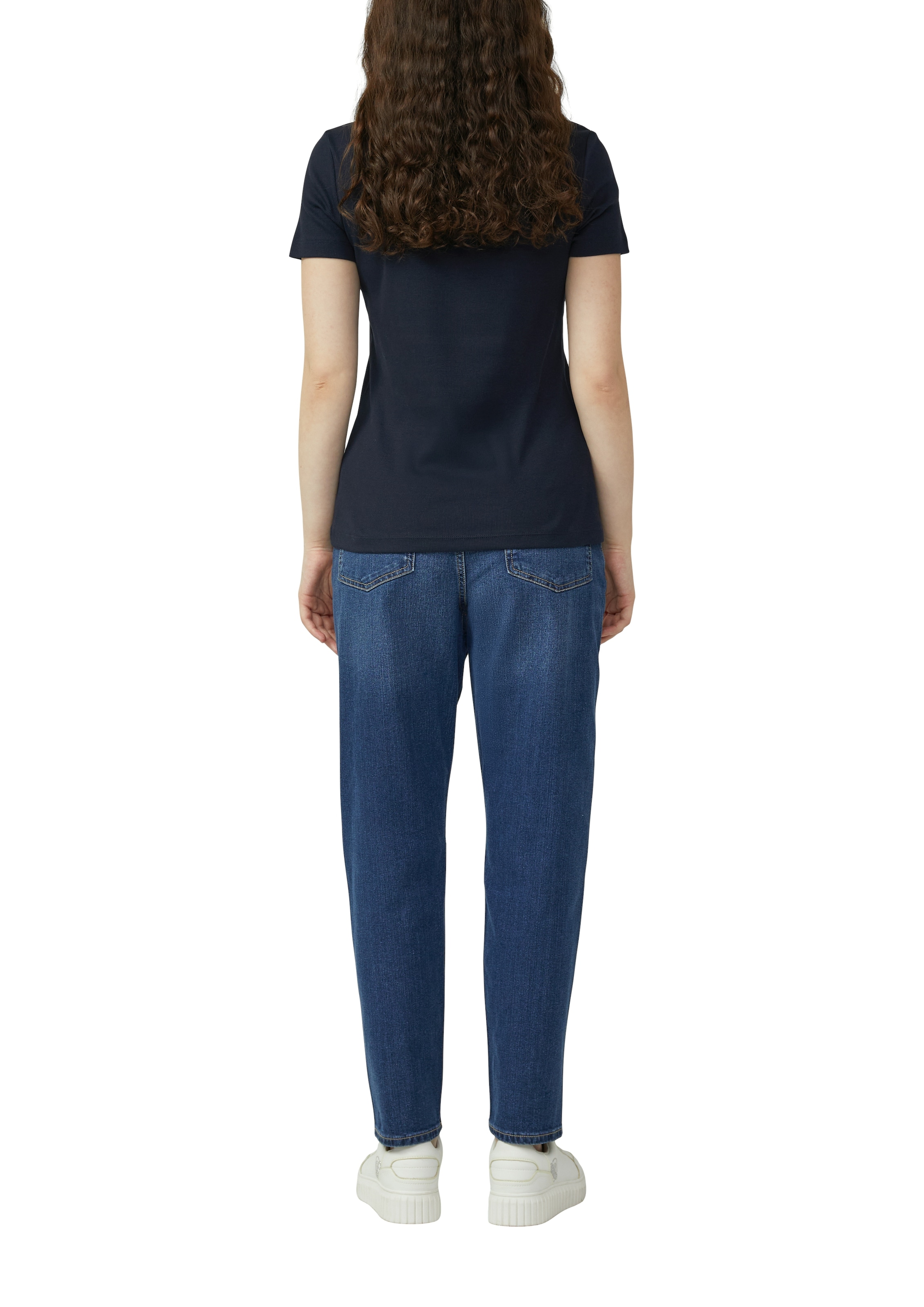 s.Oliver Kurzarmshirt mit V-Ausschnitt und Spitze