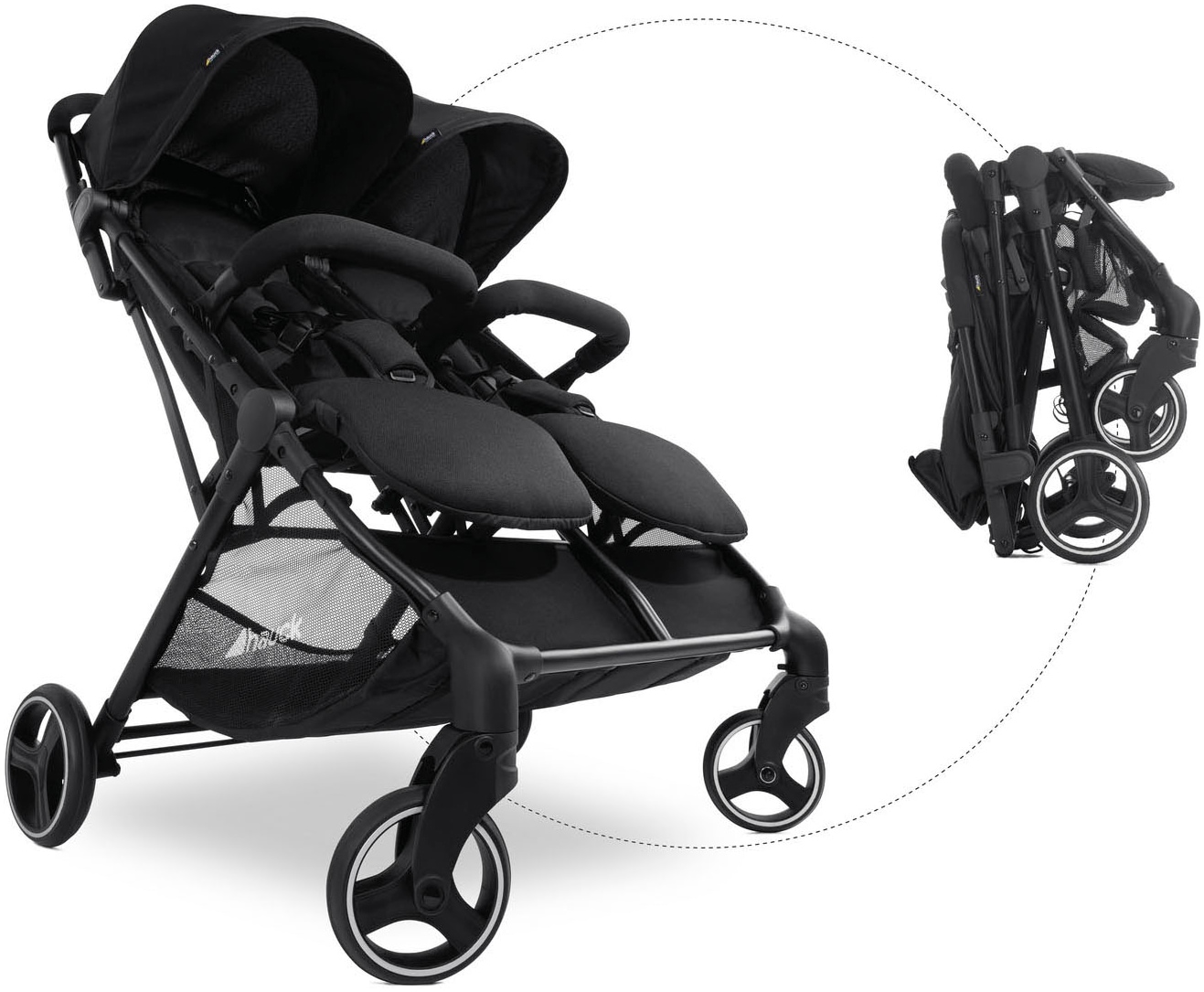 Hauck Zwillingsbuggy »Swift X Duo, black«, 30 kg, extrem schmal