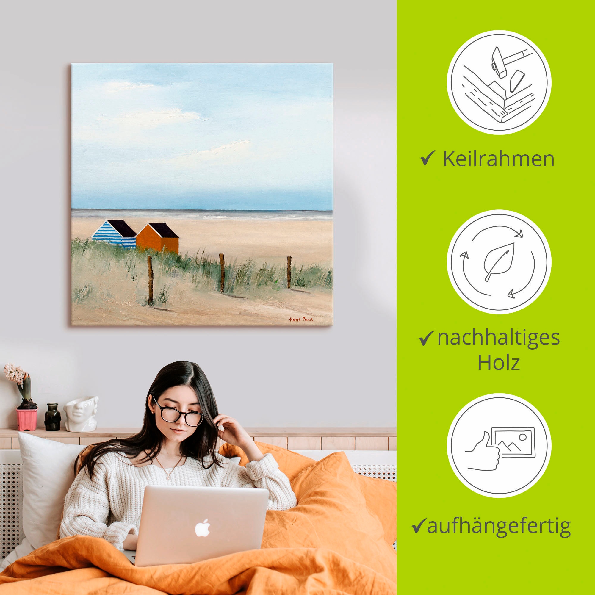 Artland Wandbild »Sonniger Morgen V« Strand 1 Stk. tlg. als Leinwandbild, Poster in verschied. Größen