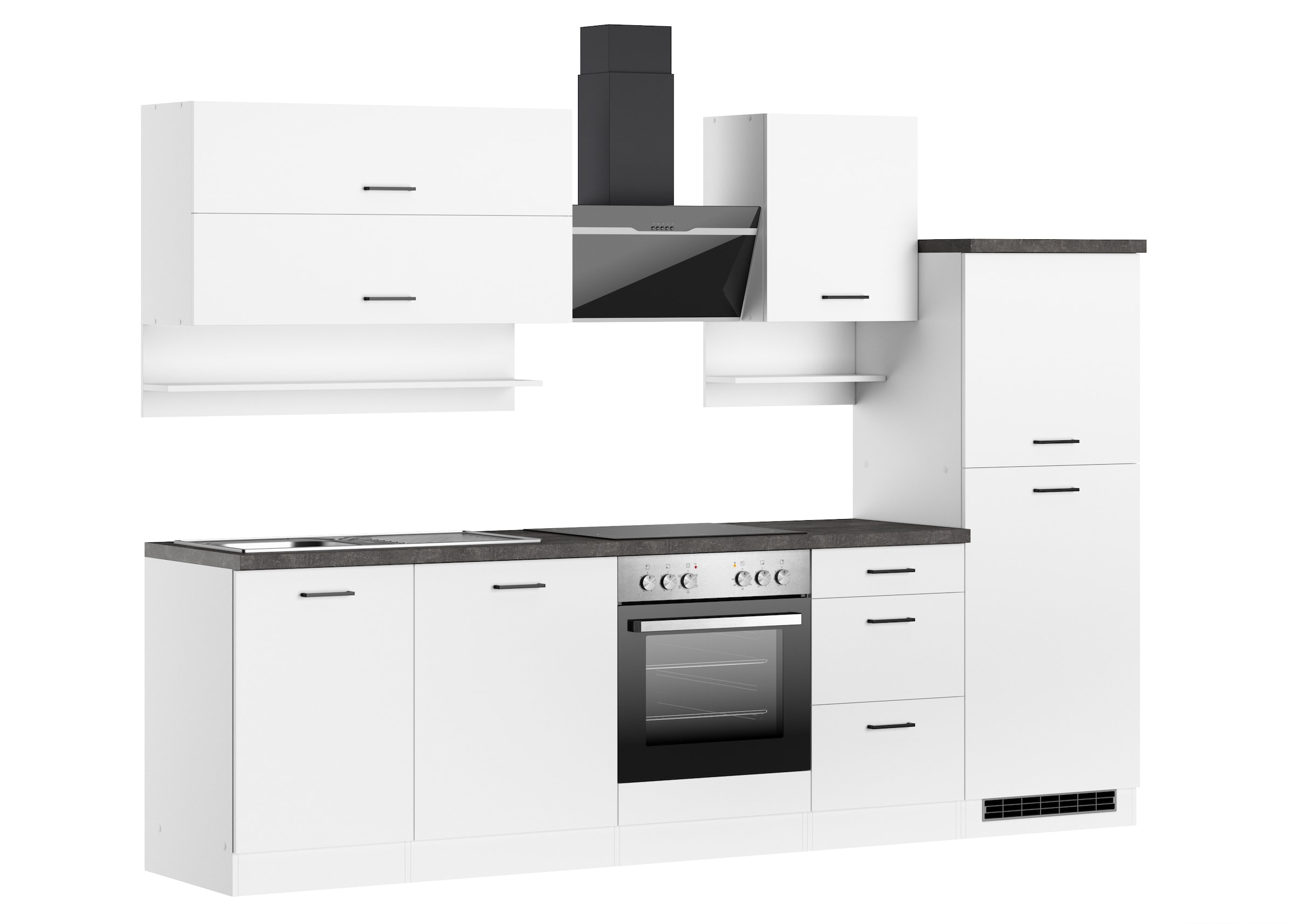 KOCHSTATION Küchenzeile »KS-Frieda Breite 280 cm« wahlweise mit E-Geräten, mit 38mm starker Arbeitsplatte