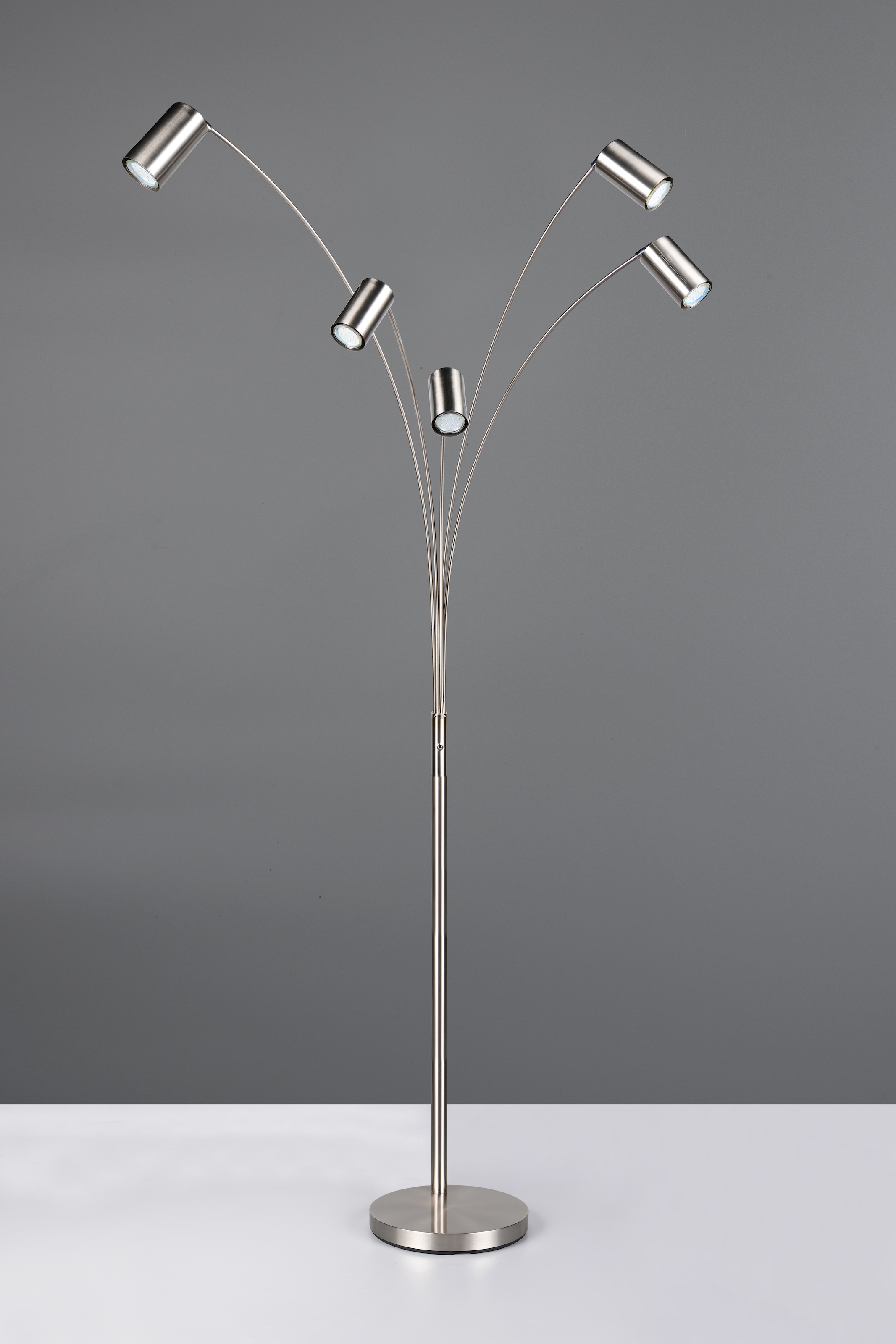 TRIO Leuchten Stehlampe »MARLEY, 5-flammige Bogenleuchte, exkl 5x GU10 max 10W, Kippschalter« GU10 1 Stk. warmweiß - kaltweiß Höhe 200 cm, Leuchtenarme flexibel verstellbar Leseleuchte Stehleuchte