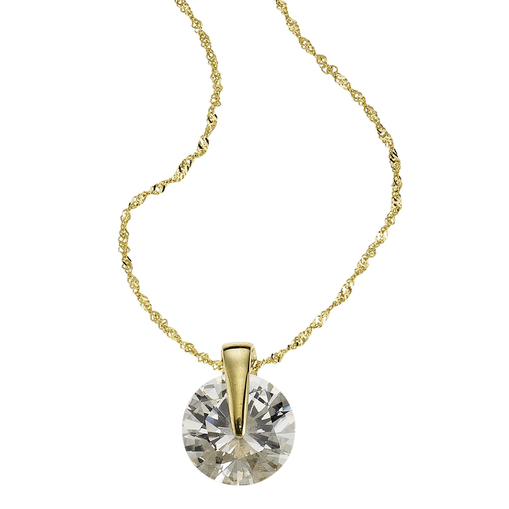 Fascination by Ellen K. Kette mit Anhänger mit Gravur »333/- Gelbgold Zirkonia«, Anhänger mit Kette