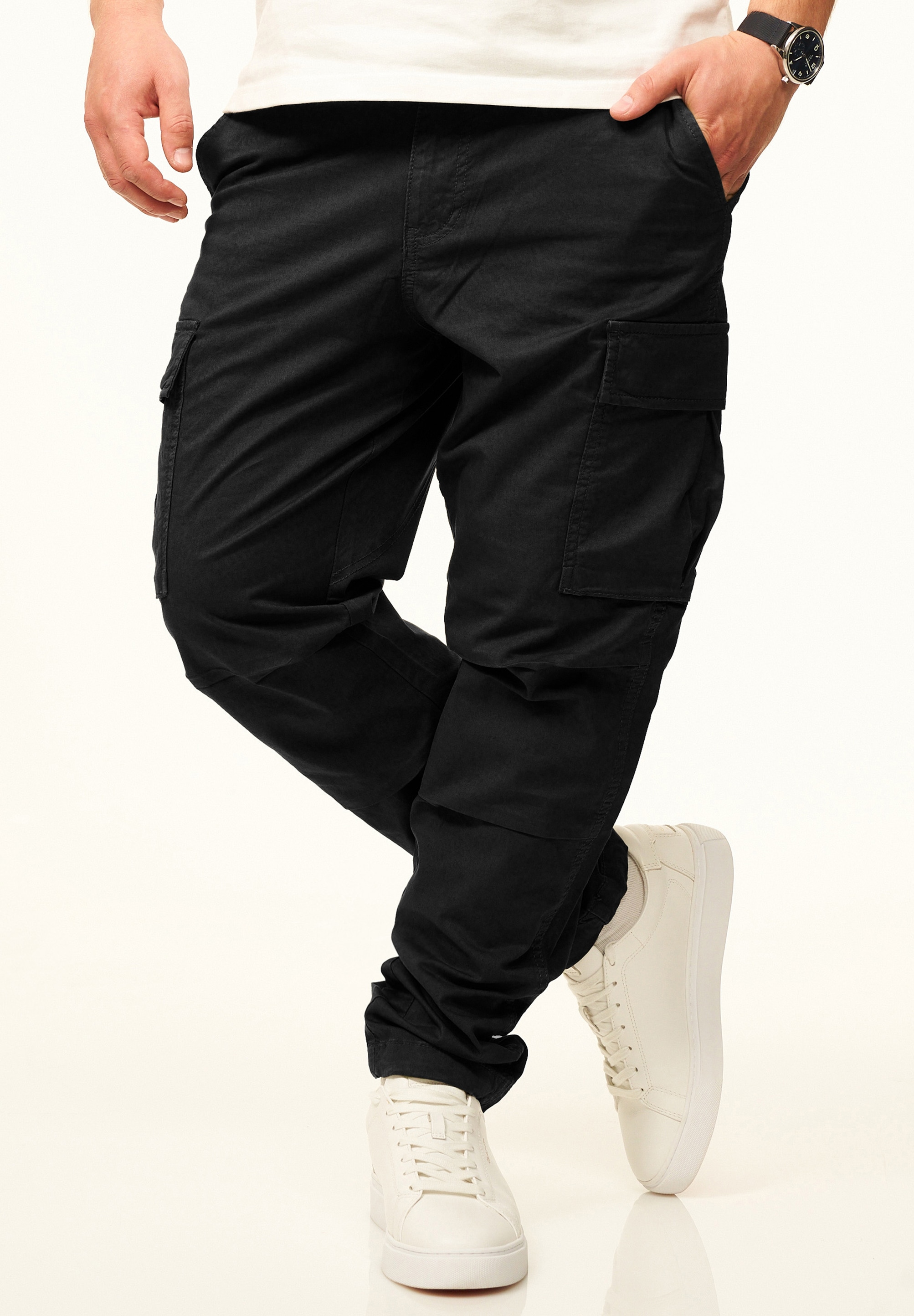 Daily Cotton Cargohose »als Stoffhose mit Stretch im Tapered Fit«  Chino Cargo Hose mit Gürtelschlaufen für Herren