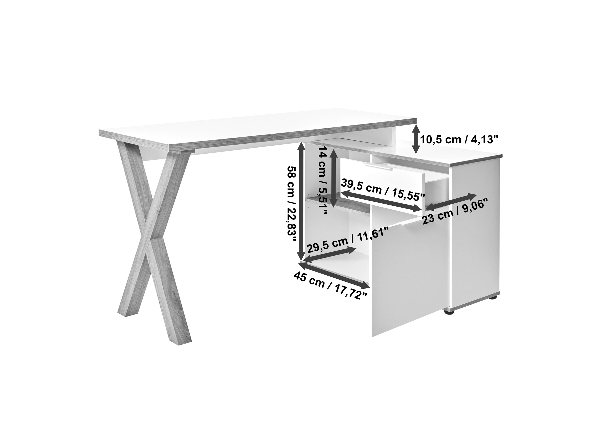 Jahnke Eckschreibtisch »X-CLUB C 40 E«, (1 St.), Eckschreibtisch, wechselseitig montierbar, X-Gestell
