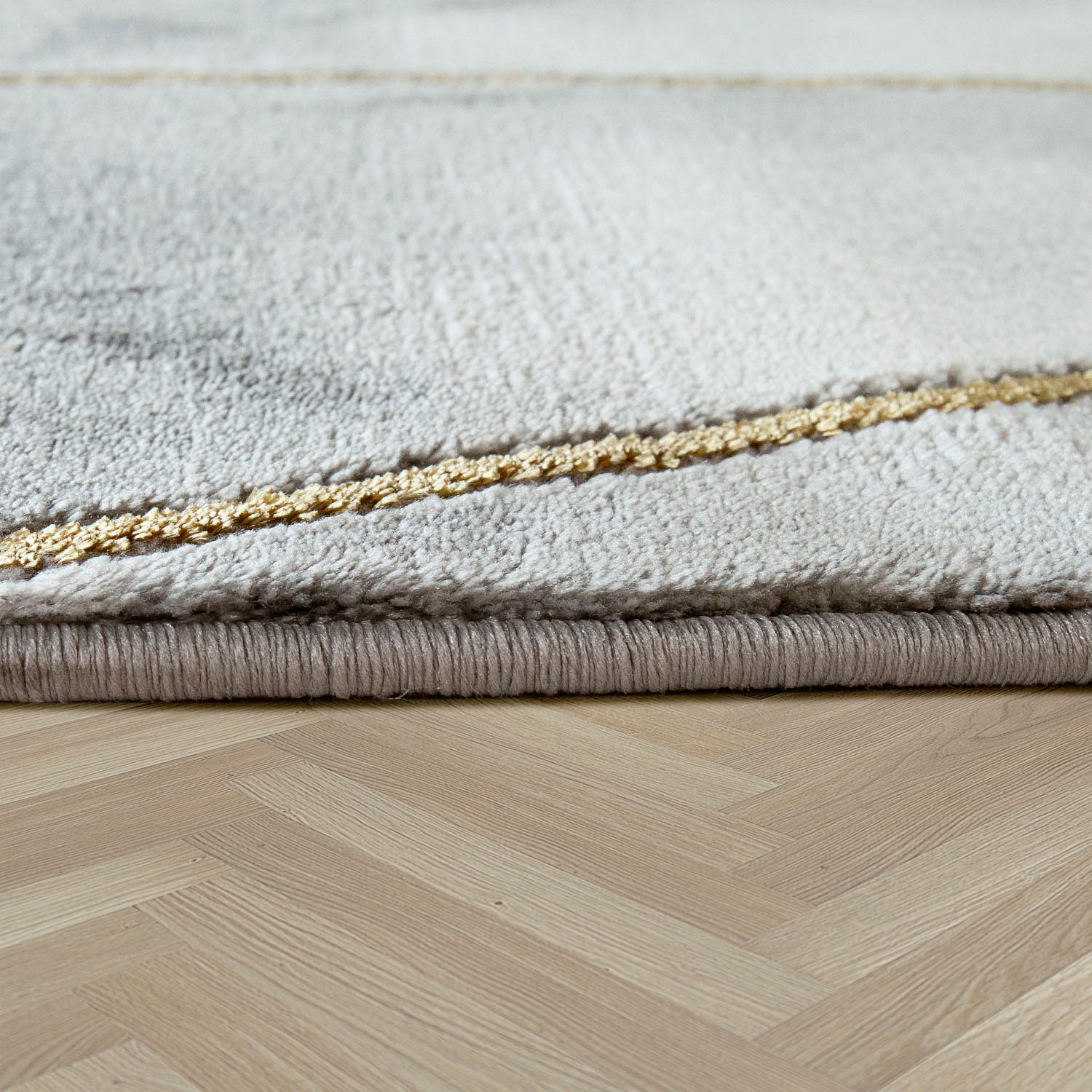 Paco Home Teppich »Kraft 525«, rechteckig, 16 mm Höhe, Kurzflor, Marmor-Design mit Bordüre, mit gold-/silberfarbenen Akzenten