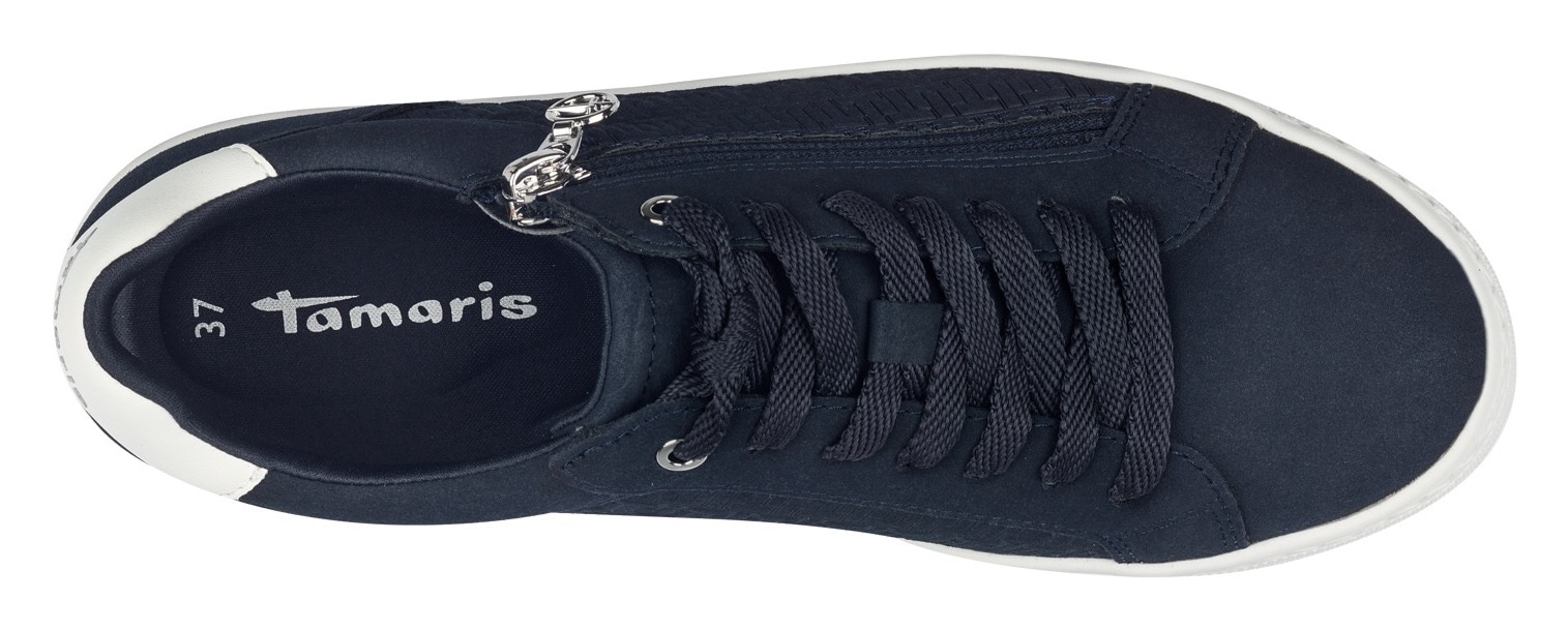 Tamaris Plateausneaker, Freizeitschuh, Halbschuh, Schnürer mit Besätzen und Glitzerdetails