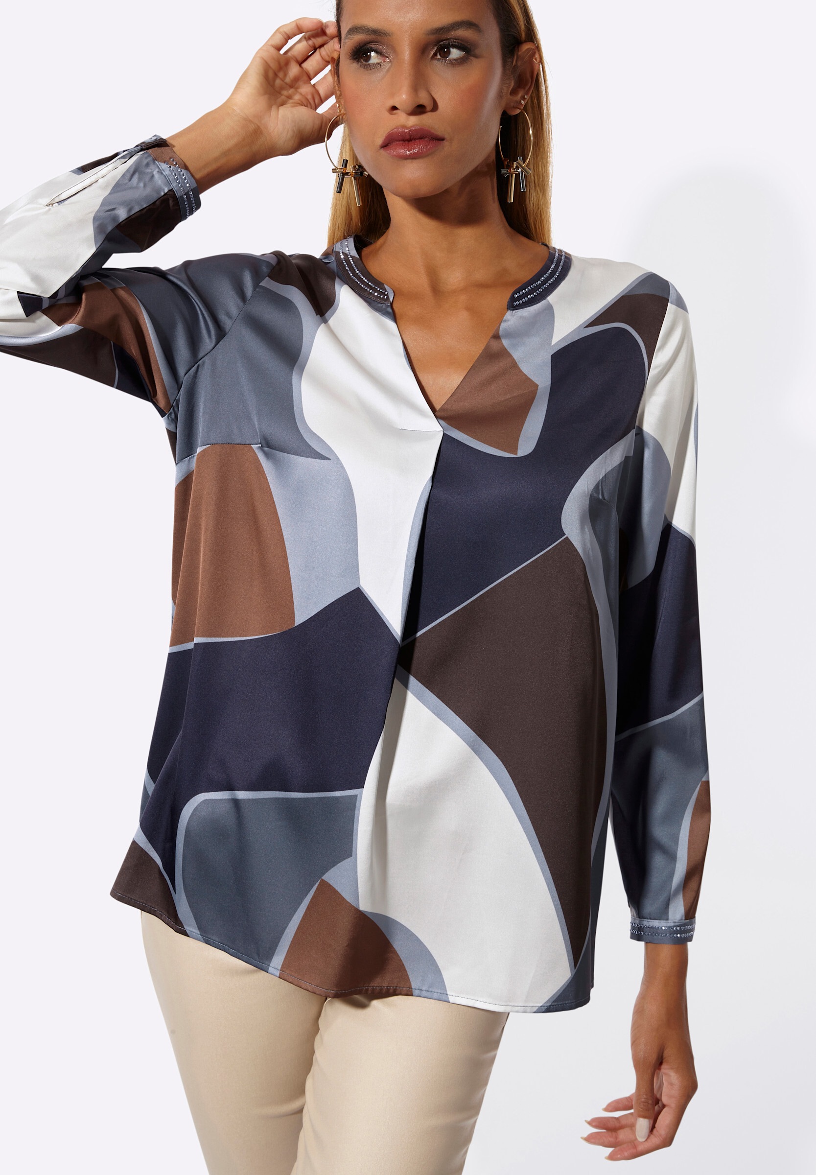 creation L Klassische Bluse »Bluse Langarm-Bluse in Satin-Qualität«
