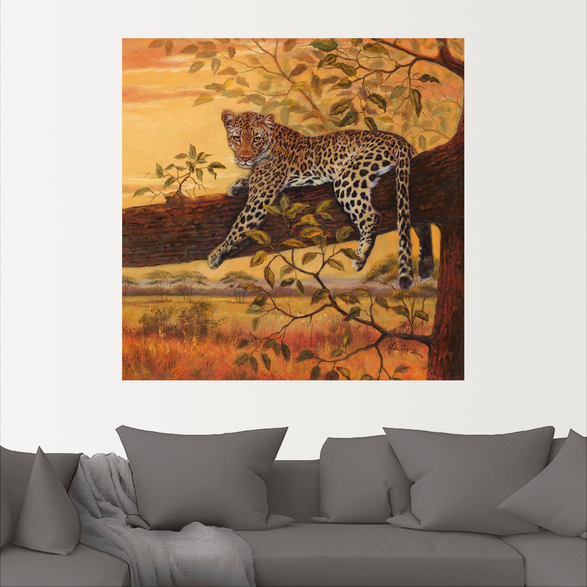 Artland Wandbild »Ruhender Leopard«, Wildtiere, (1 St.), als Leinwandbild, Wandaufkleber in verschied. Größen