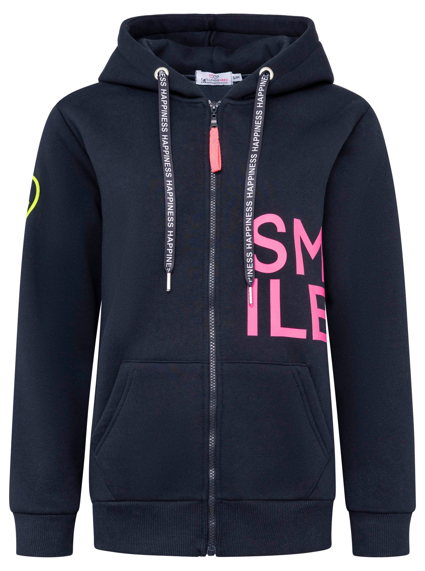 Zwillingsherz Kapuzensweatjacke »"Alissa"«, mit SMILE, gesticktem Herz am Arm und Reißverschluss