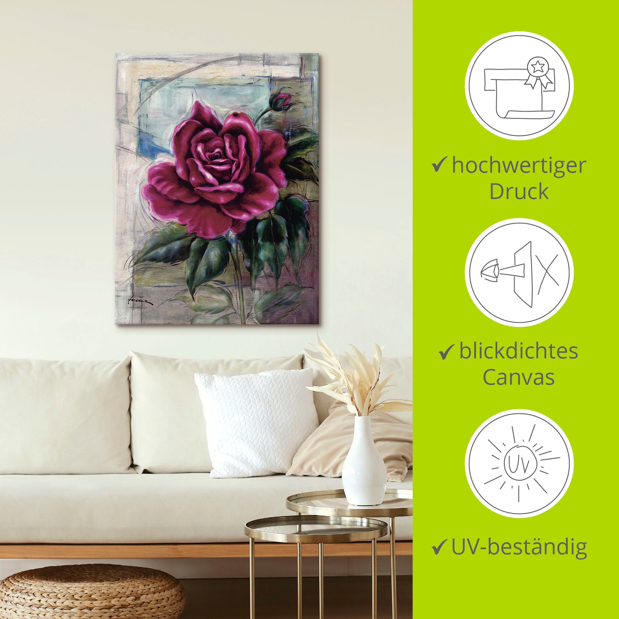 Artland Wandbild »Rose II« 1 Stk. tlg. als Alubild, Outdoorbild, Leinwandbild in verschied. Größen