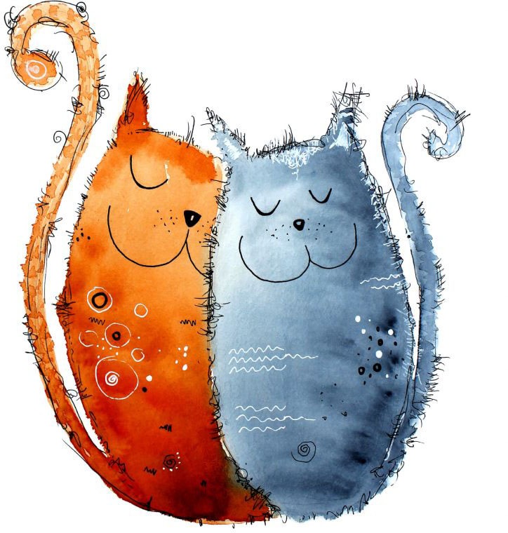 Wall-Art Wandtattoo »Lebensfreude - Verliebte Katzen«, (1 St.)