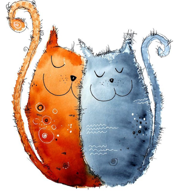 Wall-Art Wandtattoo »Lebensfreude - Verliebte Katzen«, (1 St.) kaufen im  OTTO Online Shop