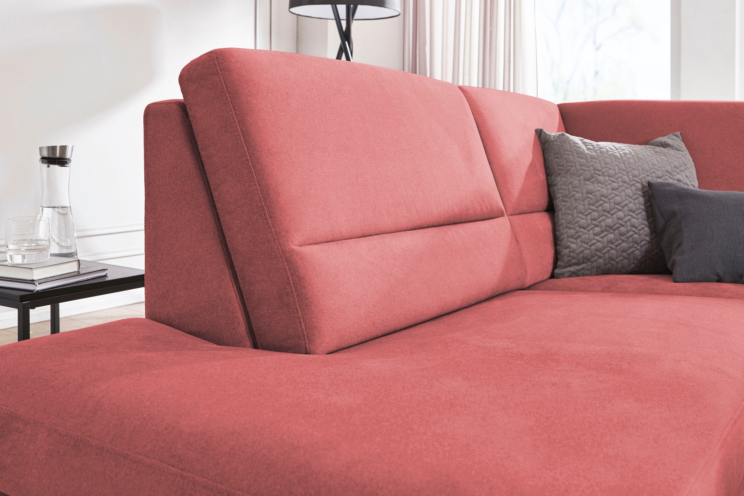CALIZZA INTERIORS Ecksofa »Onyx L-Form«, Ottomane links oder rechts, wahlweise mit Bettfunktion, Breite 257 cm