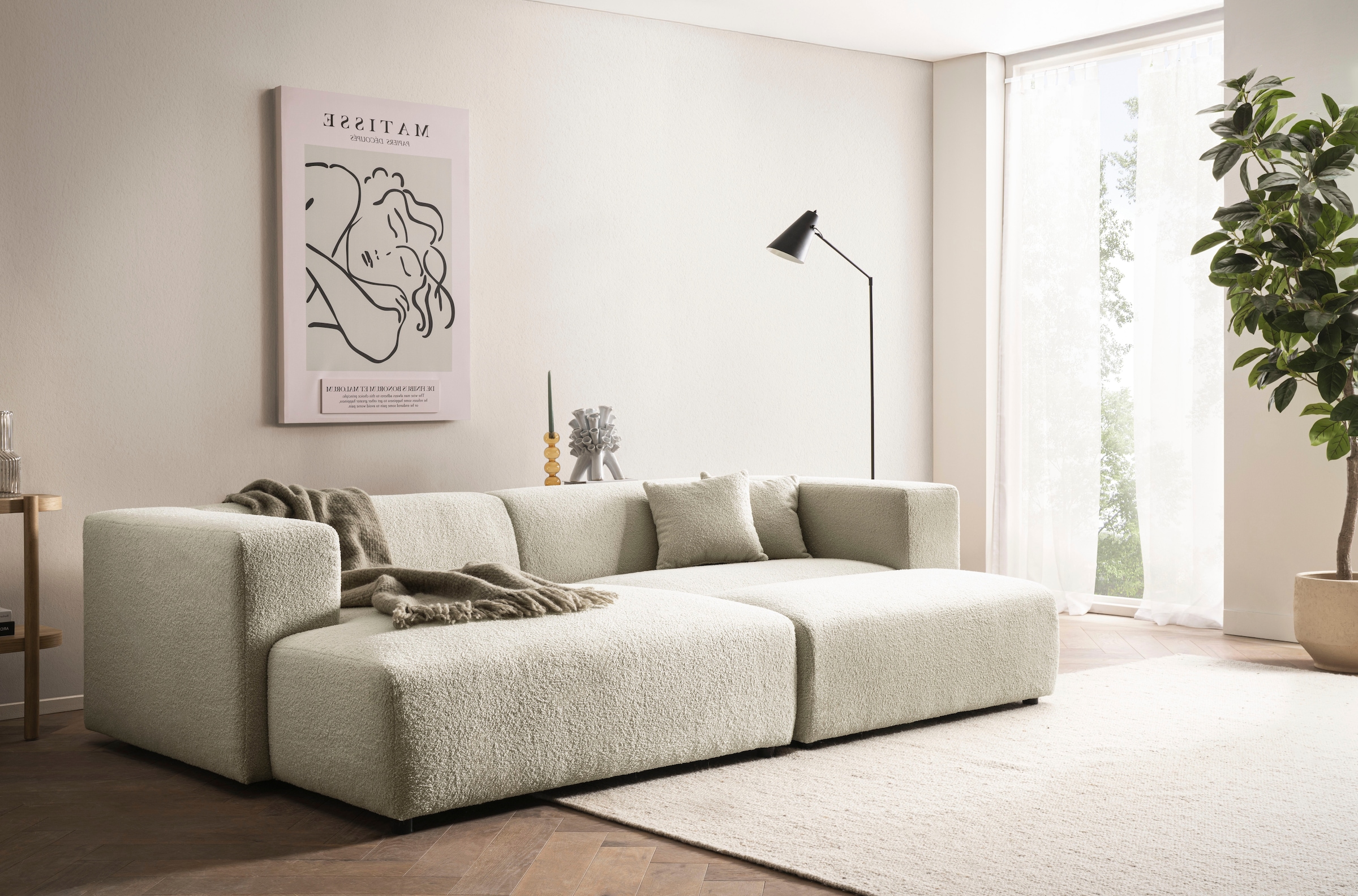 Home affaire Polsterecke »BAKELS, Ecksofa-Set mit Hocker, L-Form mit Schlaffunktion« Ecksofa-Set (incl. Hocker) im trendigen Megacord