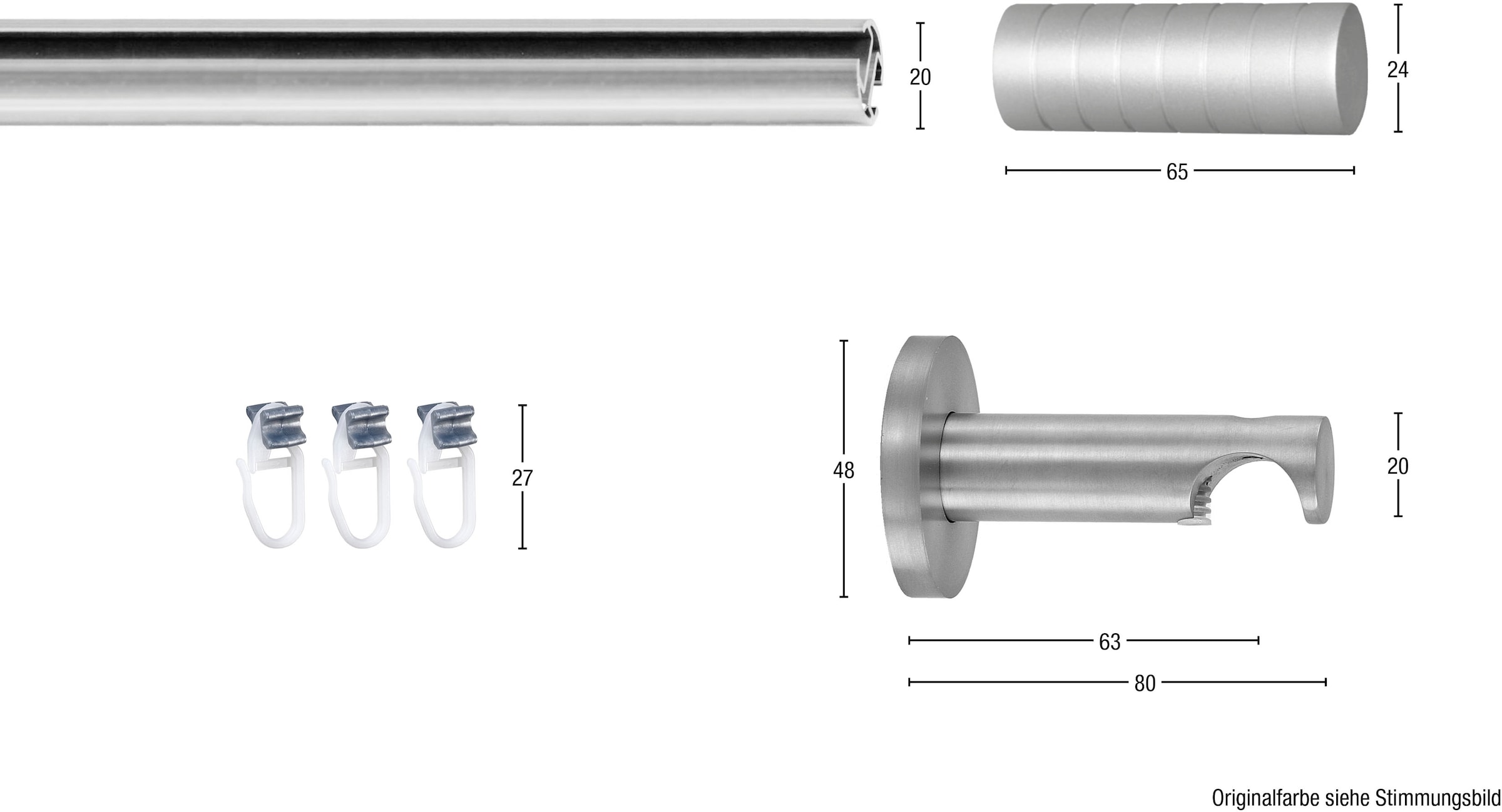 GARESA Gardinenstange »EASY« Ø 20 mm 1 läufig-läufig Wunschmaßlänge