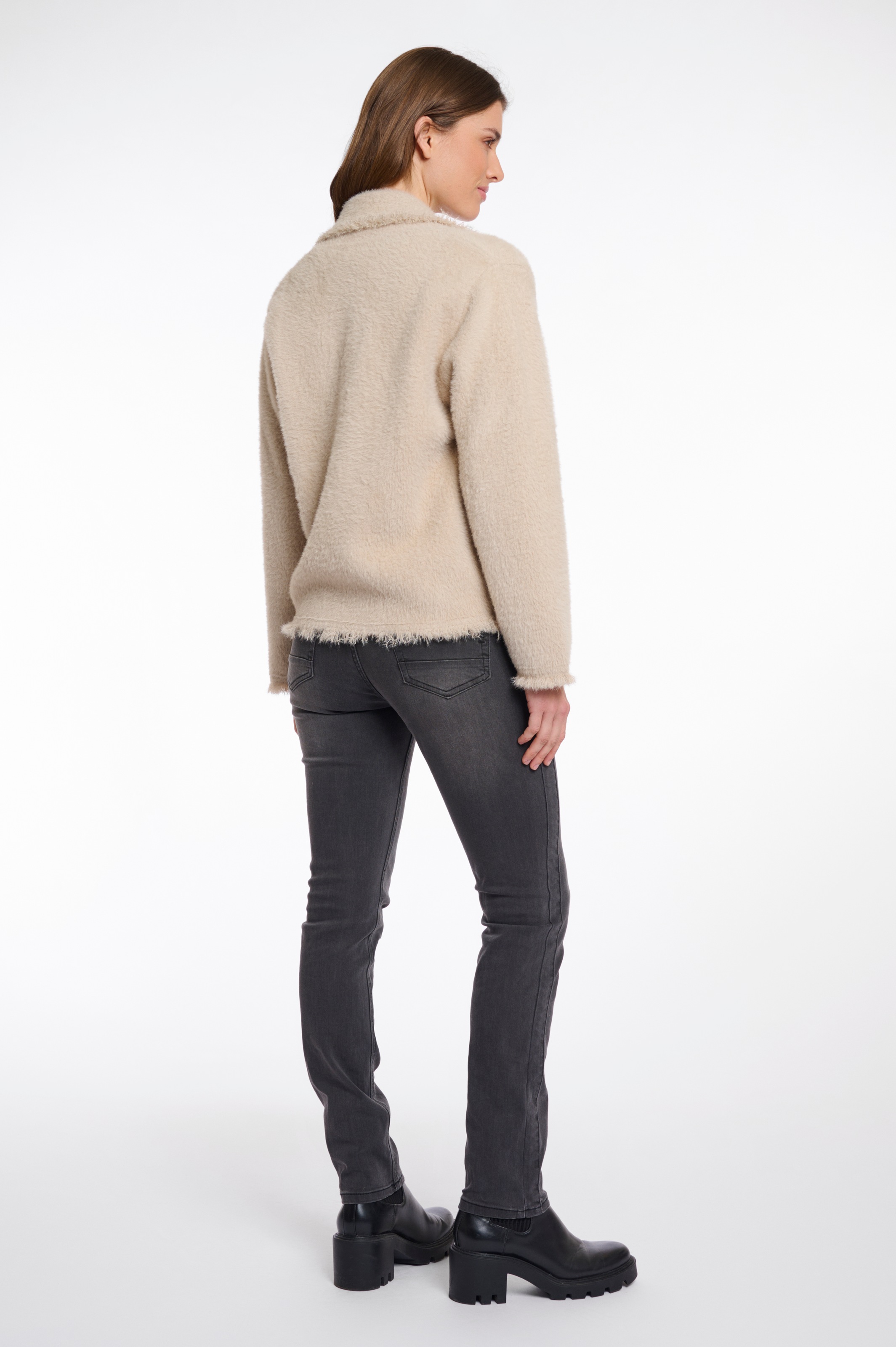 Rino & Pelle Bouclèjacke, mit Revers Kragen
