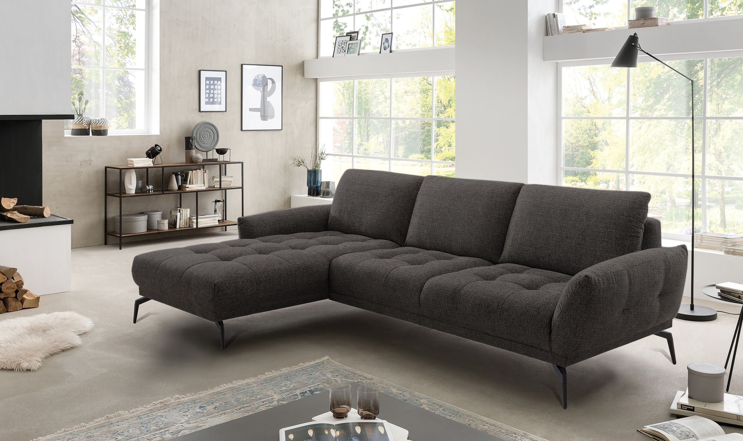 exxpo - sofa fashion Ecksofa »NICEA erstklassiger Sitzkomfort, L-Form, bodenfrei«, In hochwertiger Verarbeitung und ergonomische Sitzposition