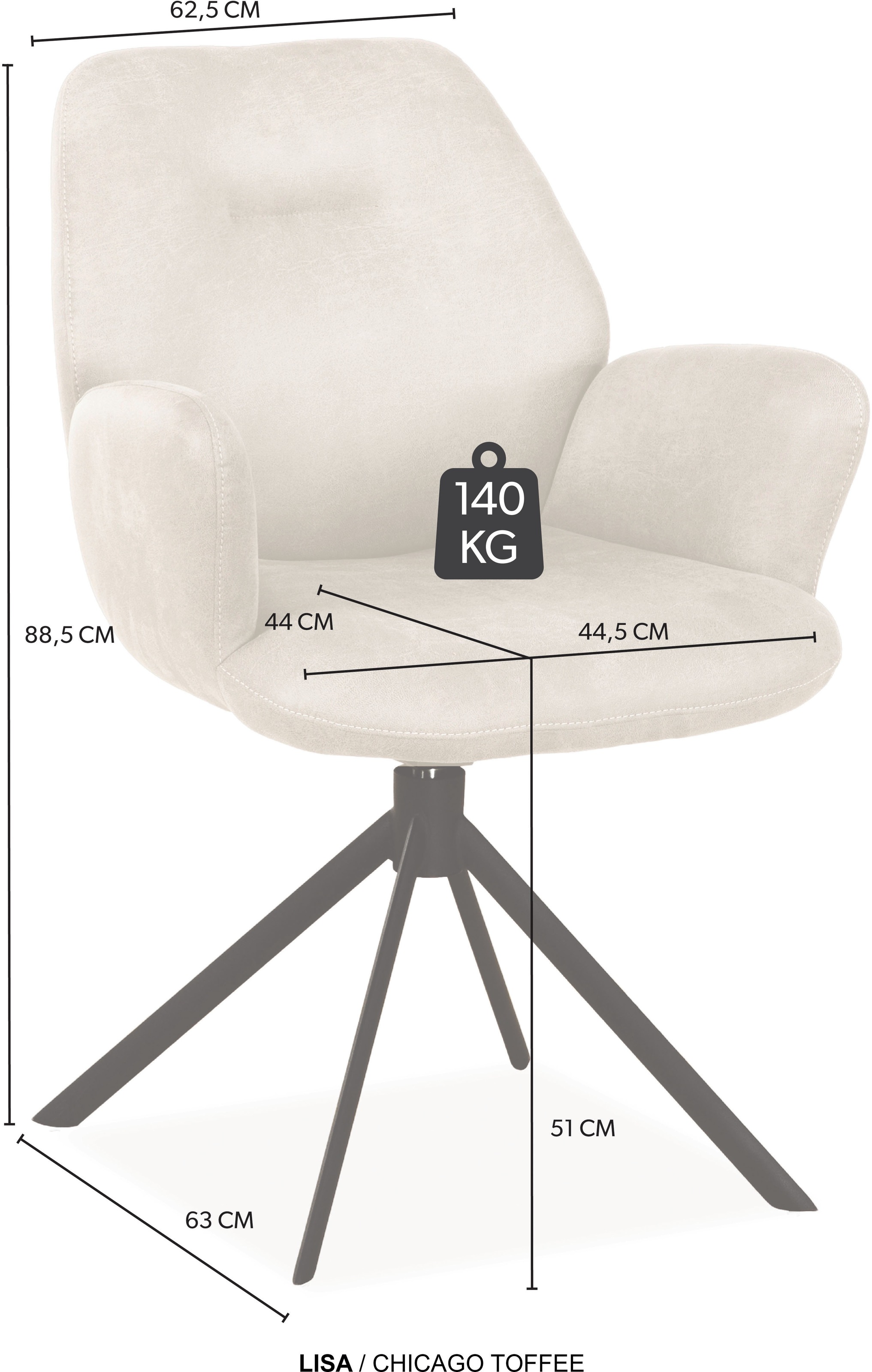 OMG Design Esszimmerstuhl »Lisa« (Set) 1 Stk.Drehstuhl mit Auto-return, Armlehnenstuhl