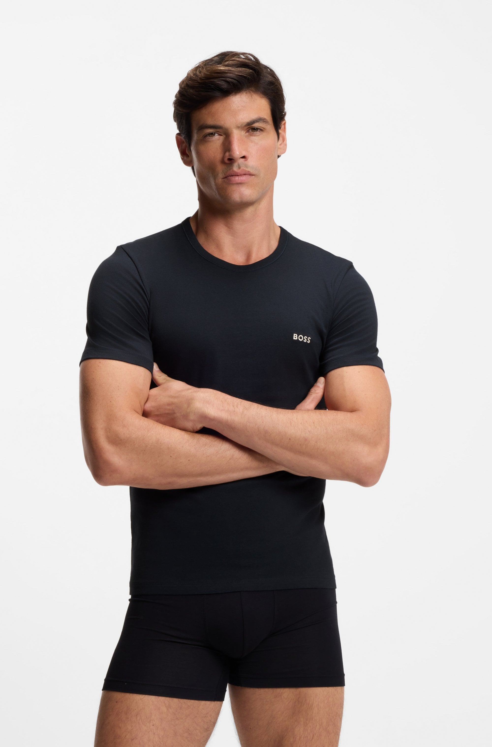 BOSS T-Shirt »TShirtRN 3P Classic« Packung, 3 tlg. mit BOSS Stickerei