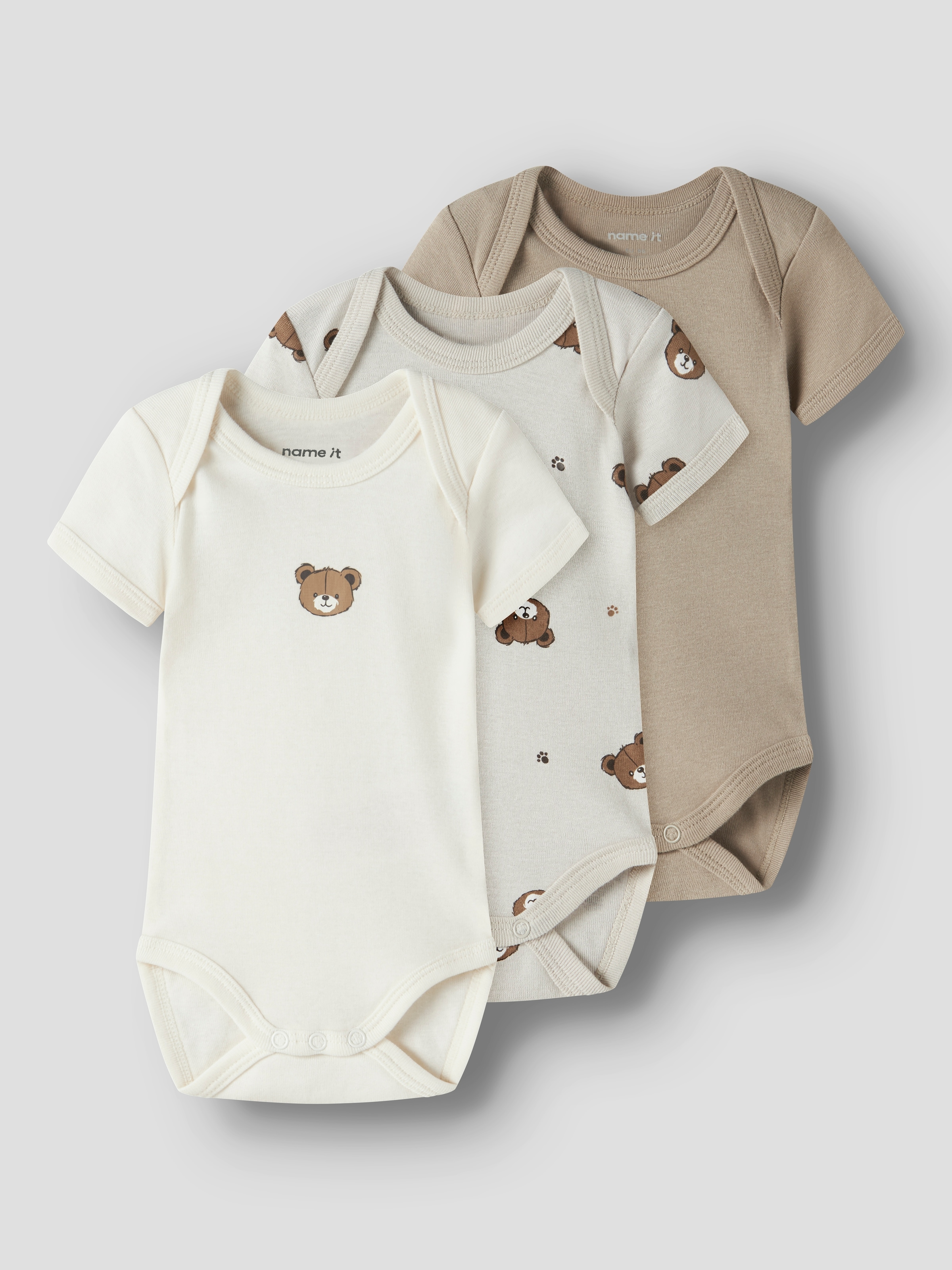 Name It Kurzarmbody »NBNBODY 3P SS PUMICE BEAR NOOS« Packung, 3 tlg.