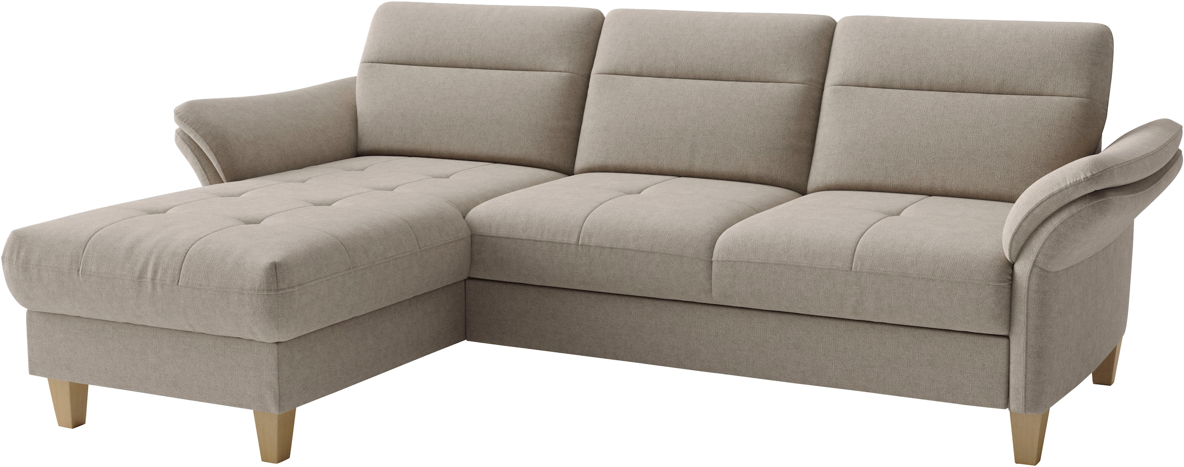 sit&more Ecksofa »Pamela L-Form, B: 230 cm, optional Schlaffunktion & Bettkasten« wahlweise mit Armteilverstellung, Sofa mit Federkern, Sitzhöhe: 48 cm