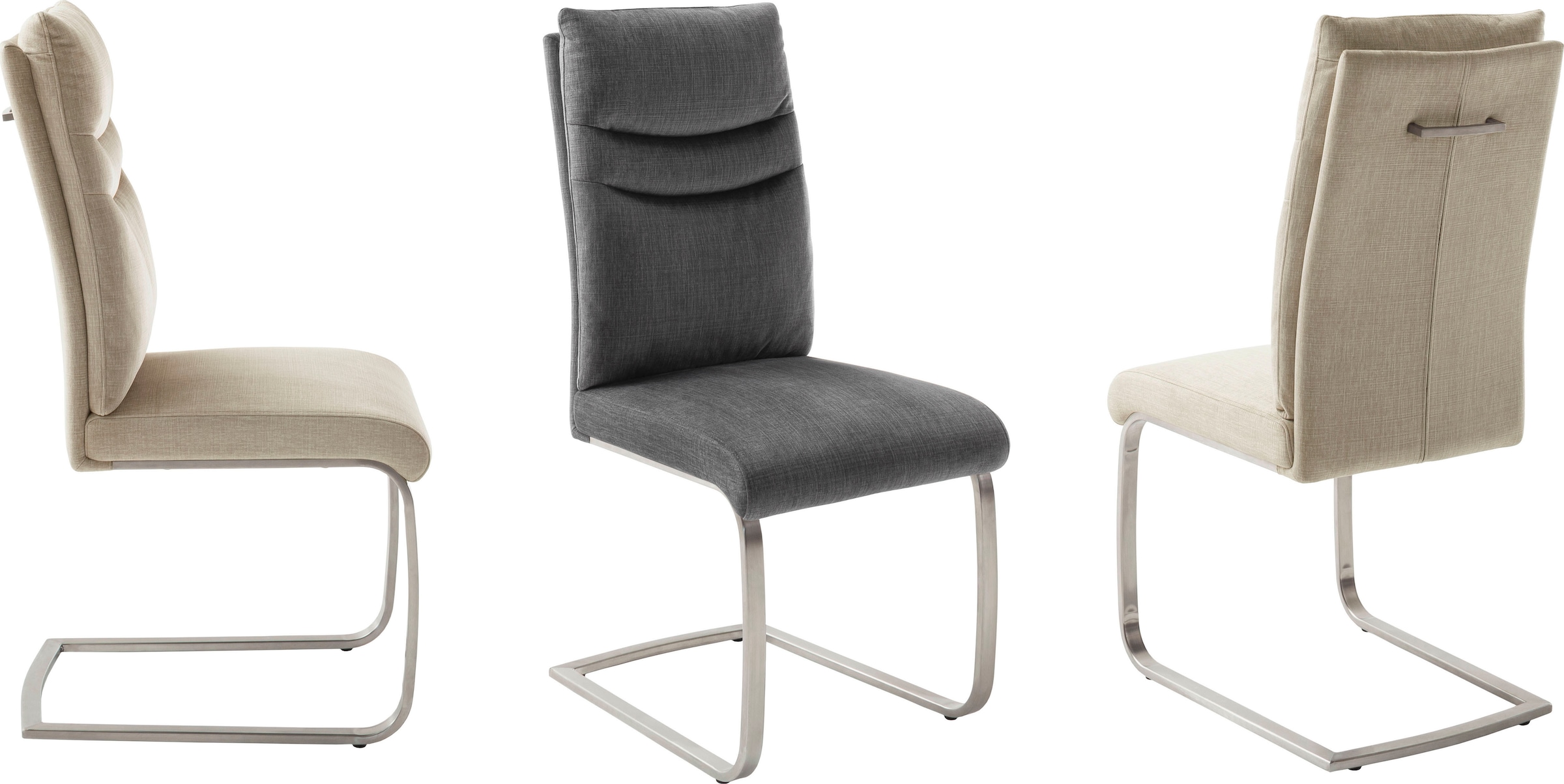 MCA furniture Freischwinger »Gibara Schwingstuhl 2er Set«, (Set), 2 St., Veloursstoff, Esszimmerstuhl,Nosag Federung im Sitz,Flachrohr,Belastbarkeit 140 kg