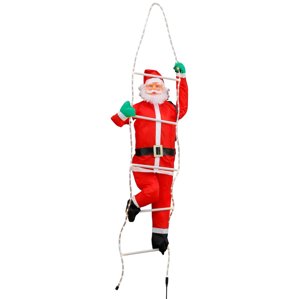 LED Dekoobjekt »Santa auf Leiter«, 1 St., Warmweiß, mit 96 warmweißen LEDs, Länge Lichtschlauch ca. 4 Meter