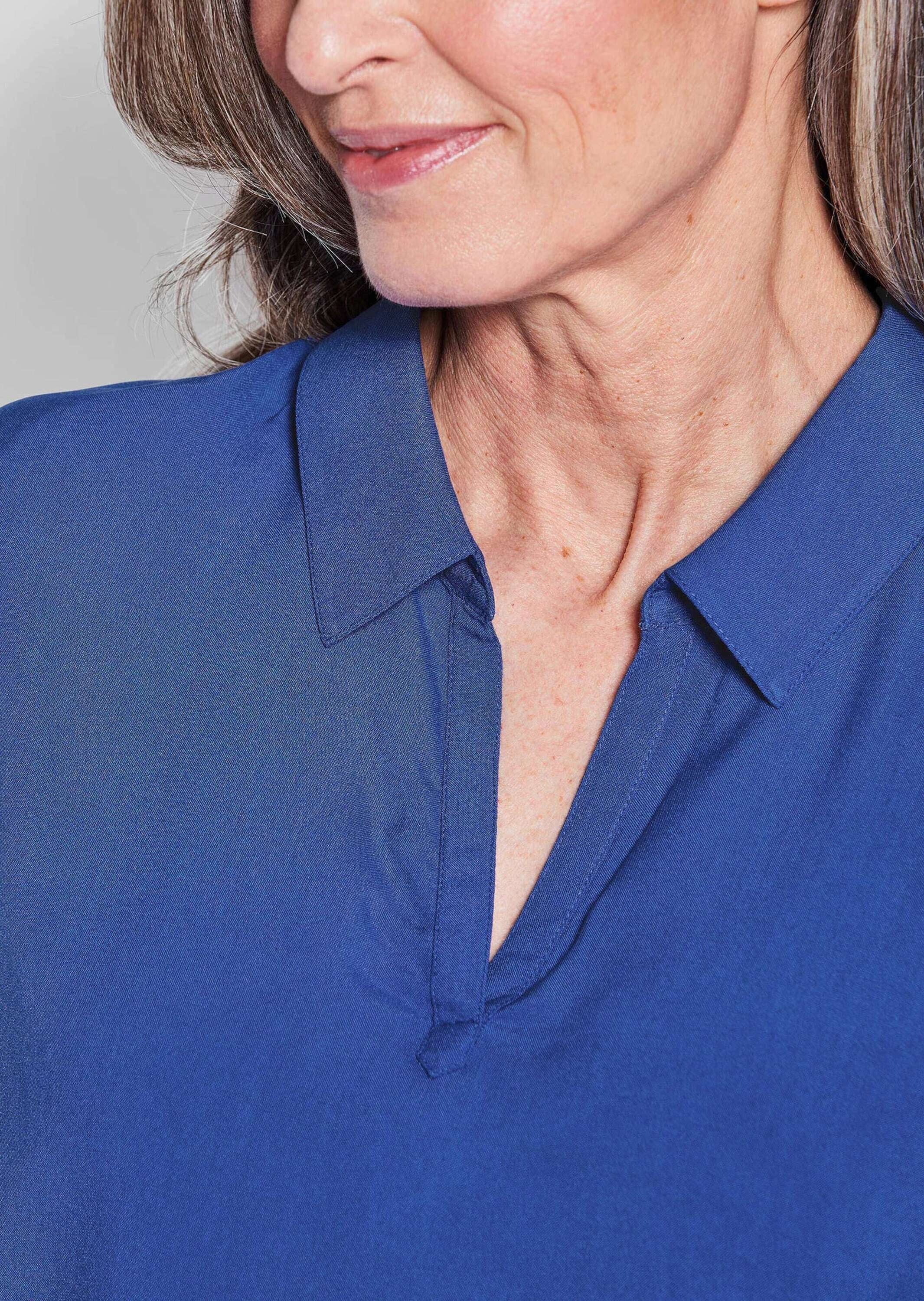 GOLDNER Klassische Bluse »Kurzgröße Uni Bluse mit Hemdkragen« superangenhme fliessende Viskose